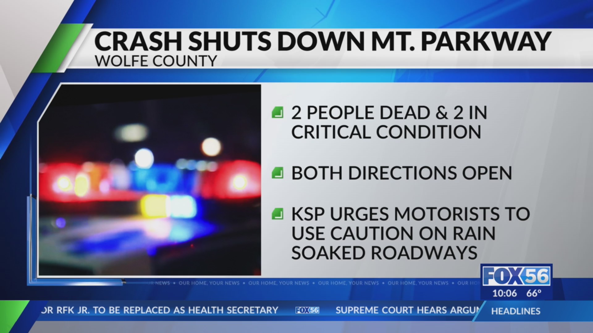 Deadly crash closes Mountain Parkway in Wolfe County – FOX 56 News