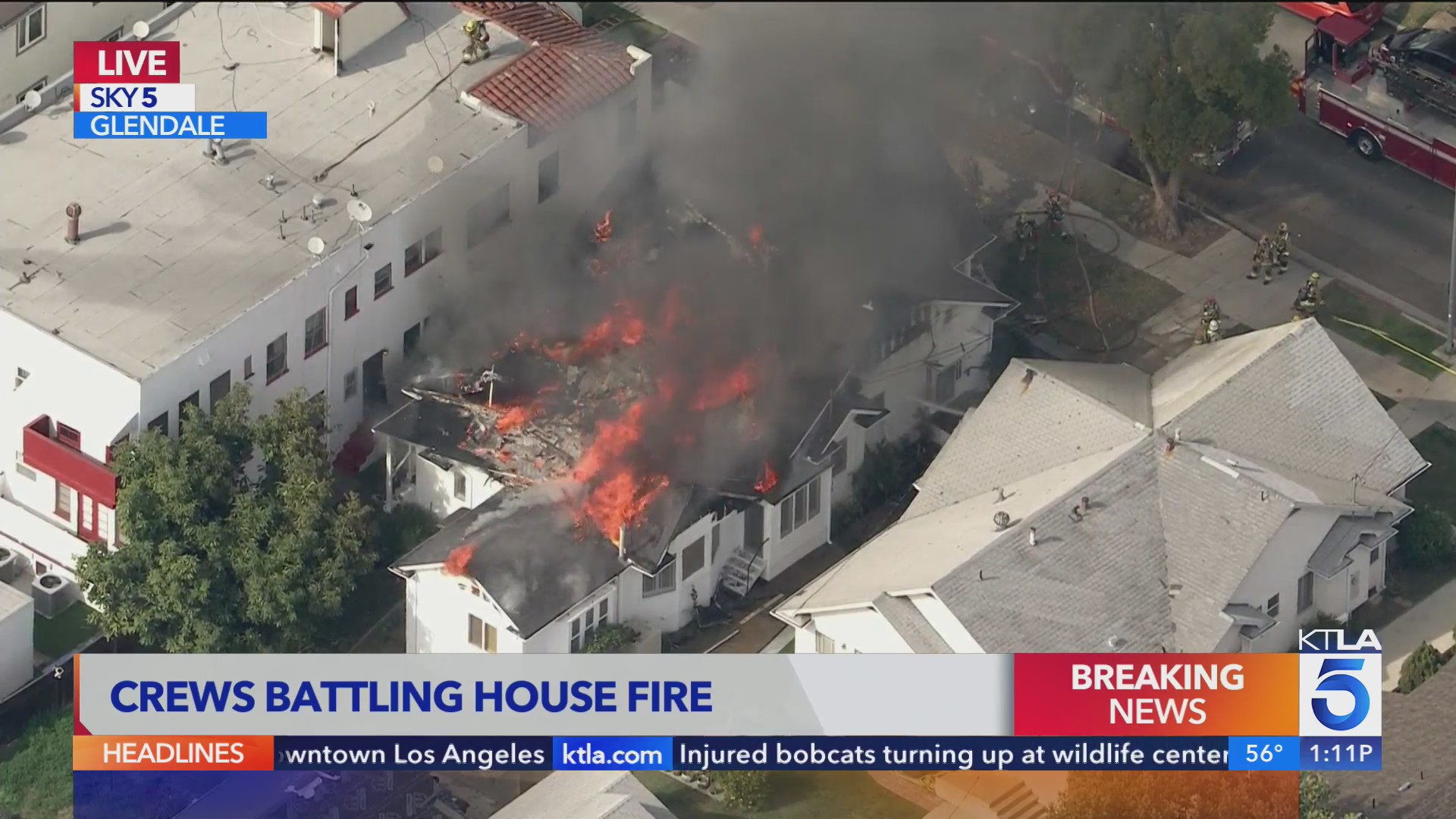 Firefighters battle raging duplex fire in Glendale – KTLA