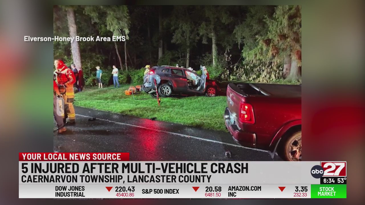 Five injured after multi-vehicle crash in Lancaster County – ABC27