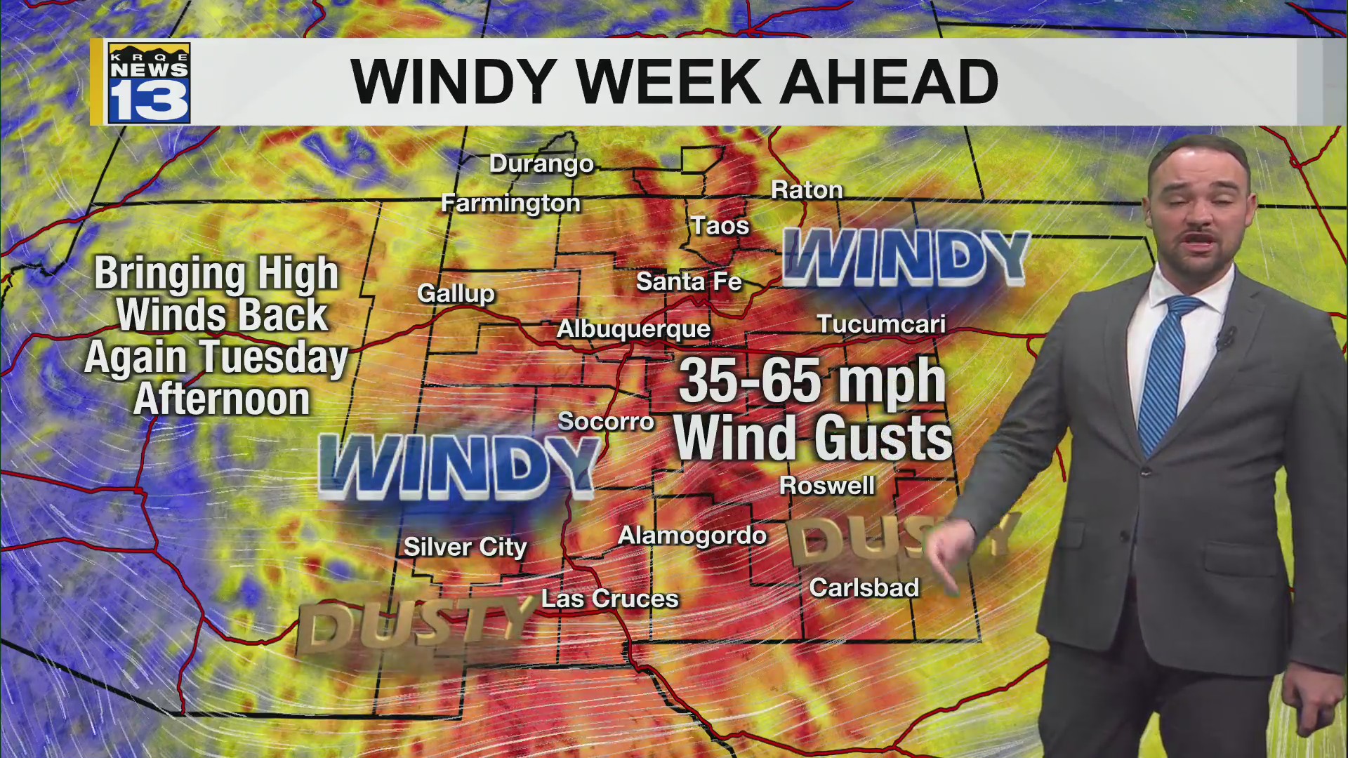 Strong winds and fire threat returns to New Mexico this week – KRQE ...