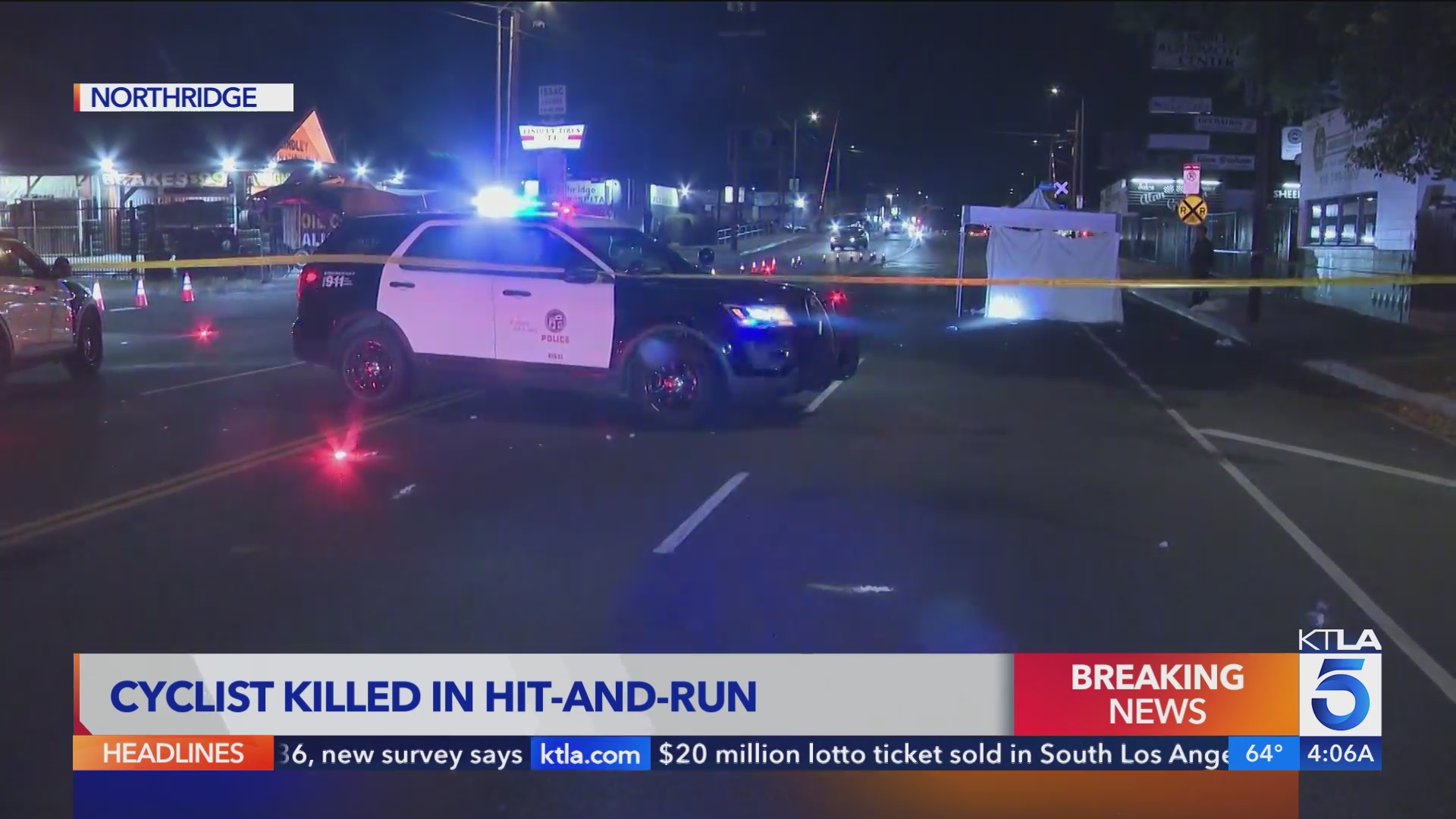Bicyclist struck, killed by hit-and-run driver in Northridge – KTLA
