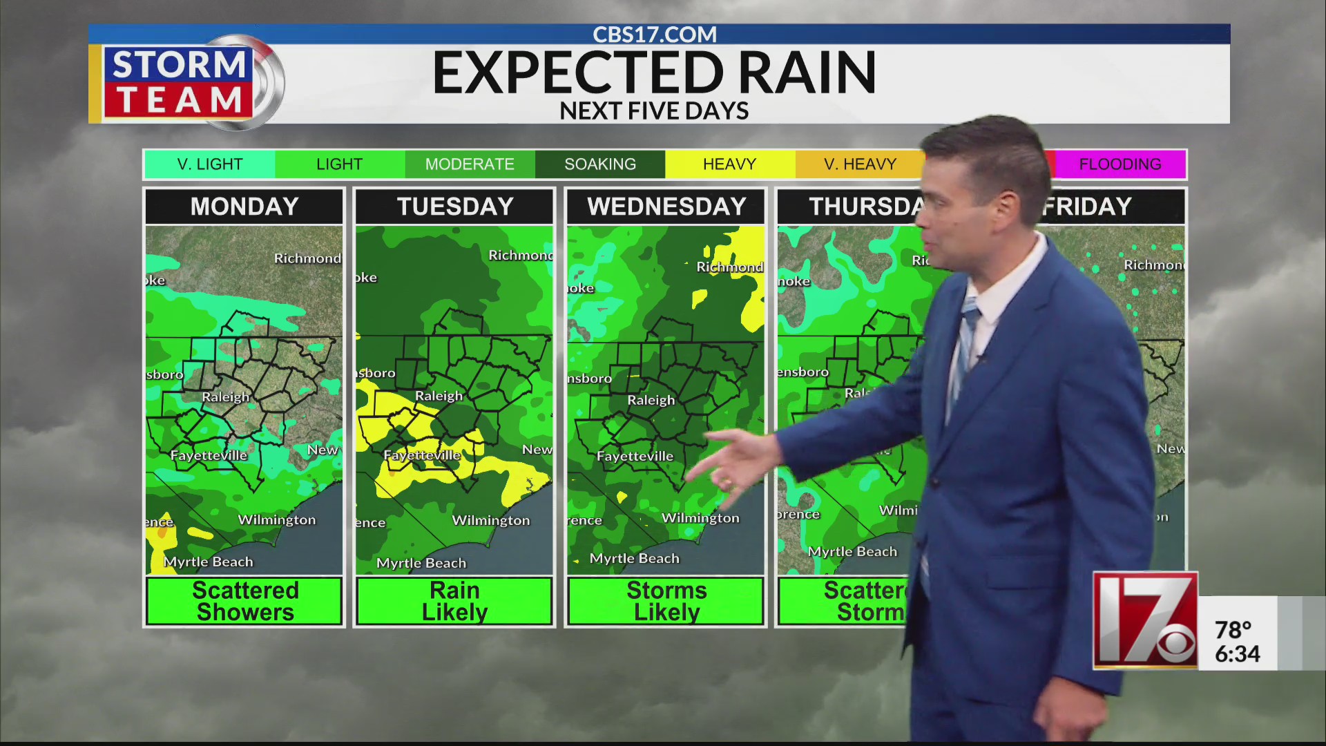 Wet Memorial Day morning, then waves of central NC rain – CBS17.com