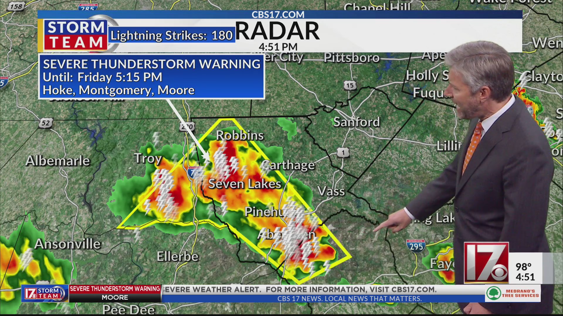 Severe thunderstorm warning for parts of central NC – CBS17.com