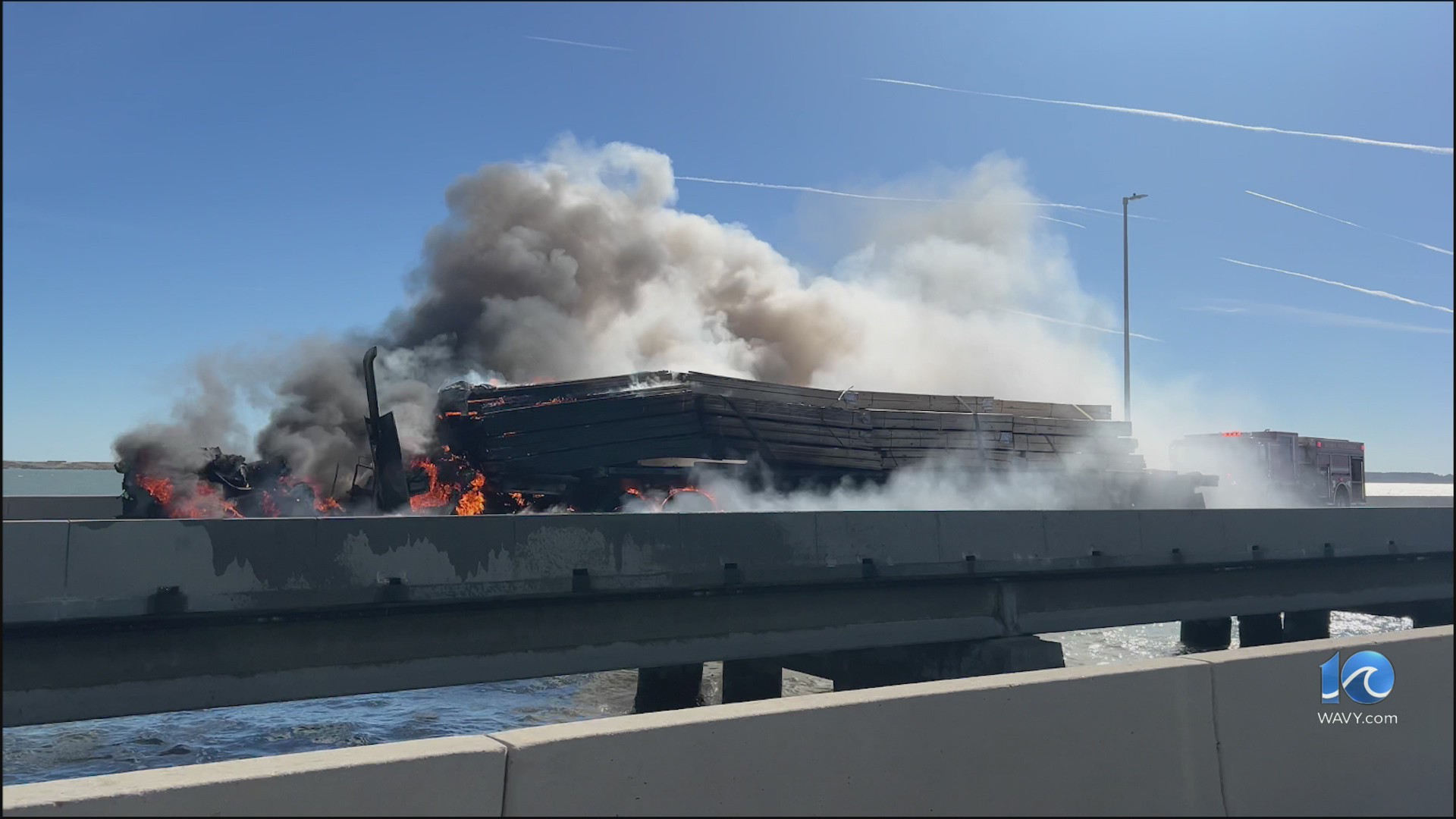 Traffic moving again after fiery tractor-trailer crash on MMMBT – WAVY.com