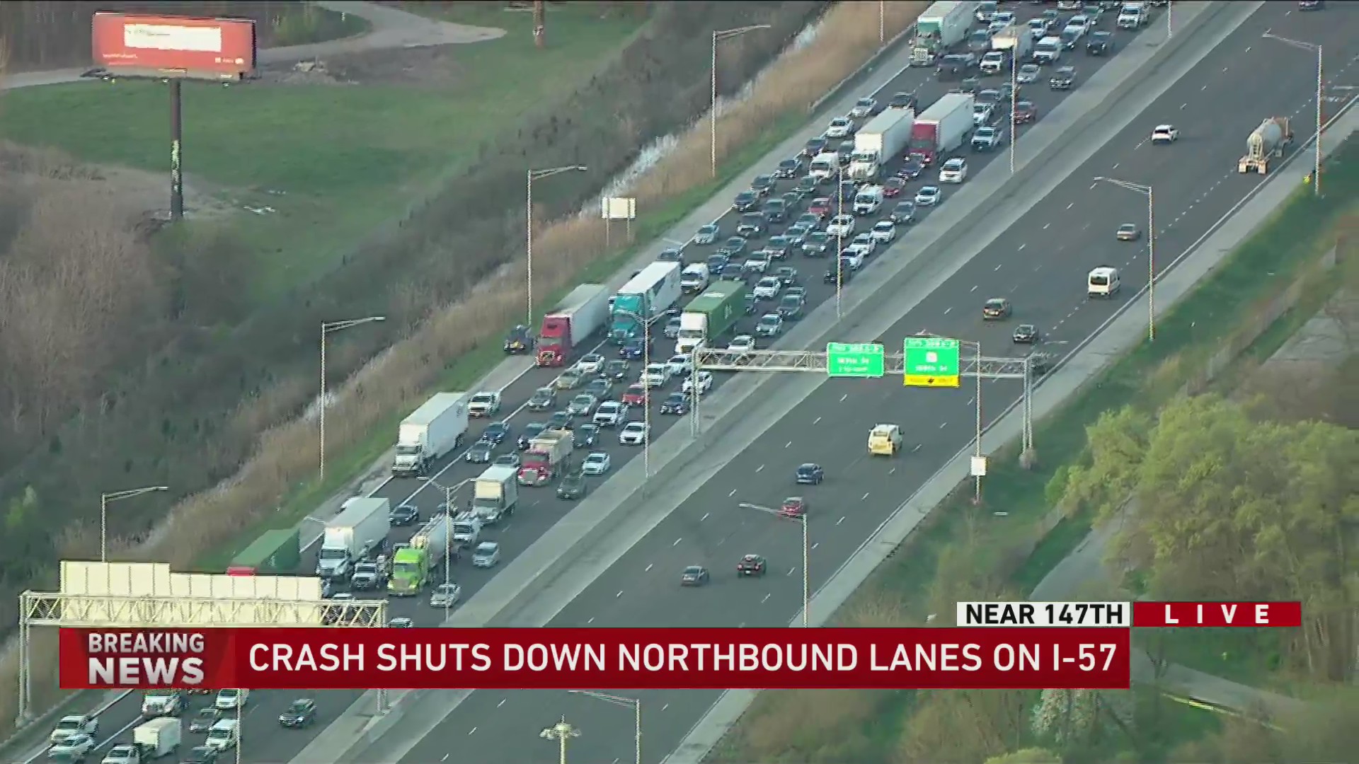 Fatal crash shuts down northbound lanes on I-57 near 147th Street – WGN-TV