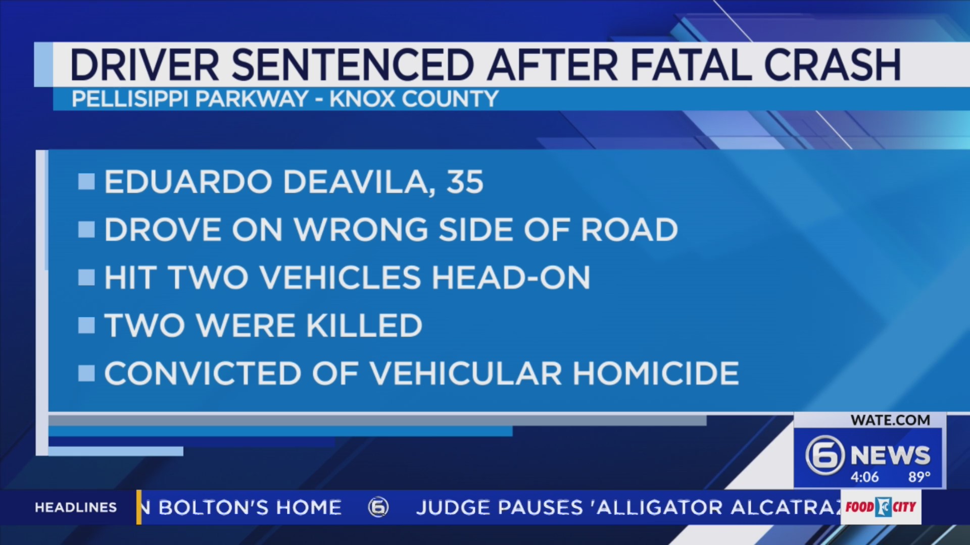 Knoxville man sentenced in fatal wrong-way crash – WATE 6 On Your Side
