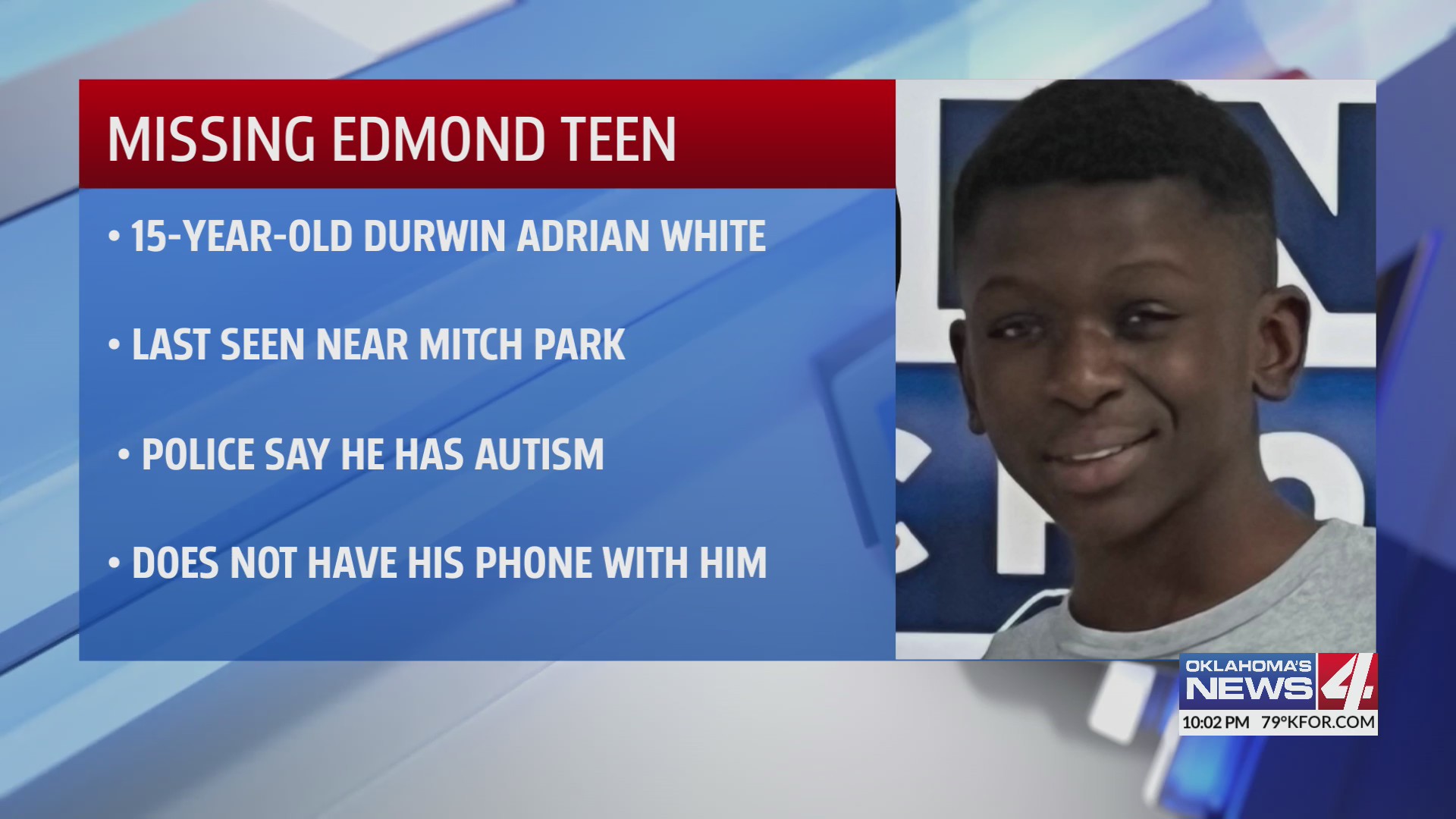 Edmond Police search for missing 15-year-old boy last seen near Mitch ...