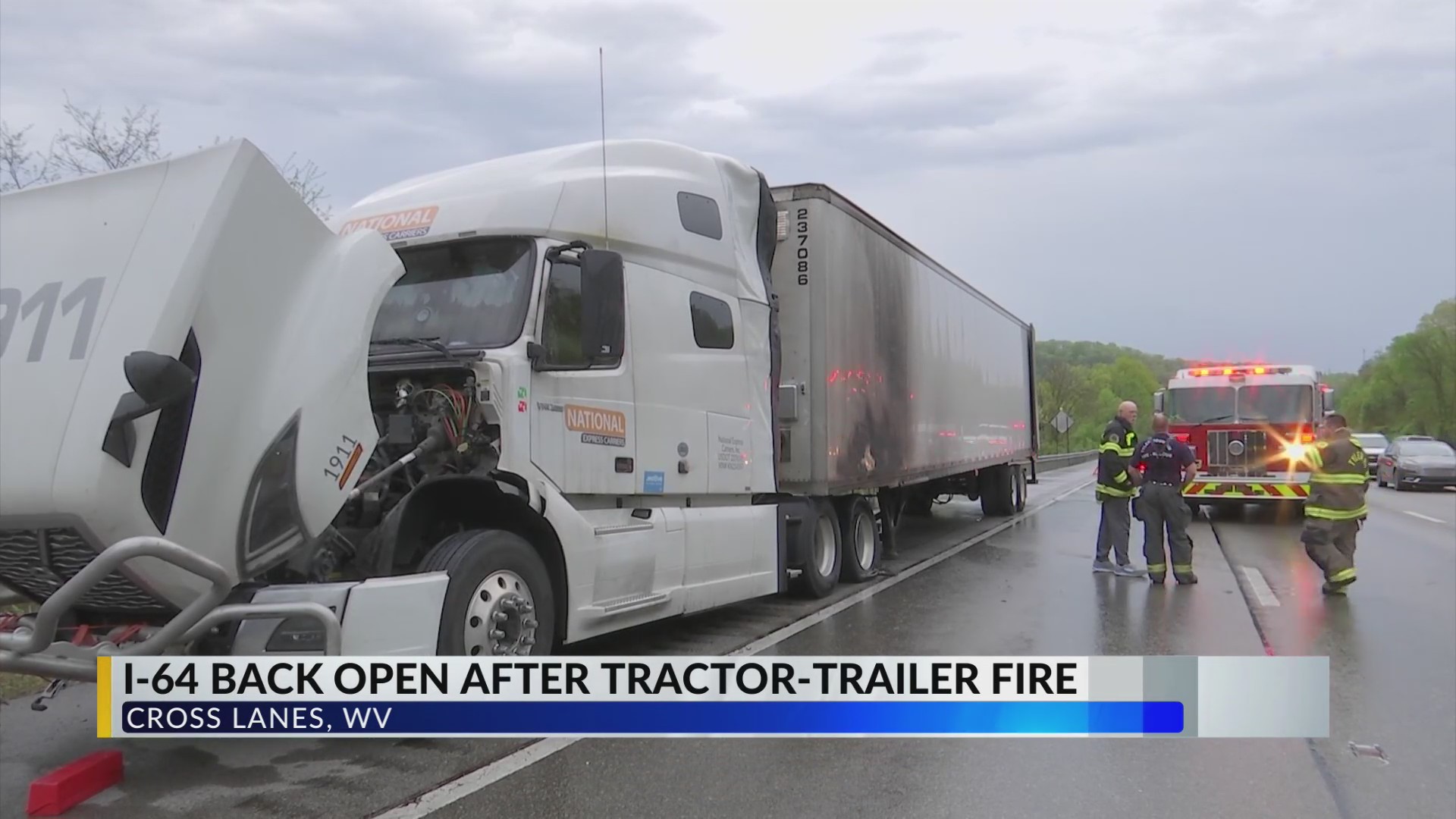 I-64W reopens in Kanawha Co after tractor-trailer fire – WOWK 13 News