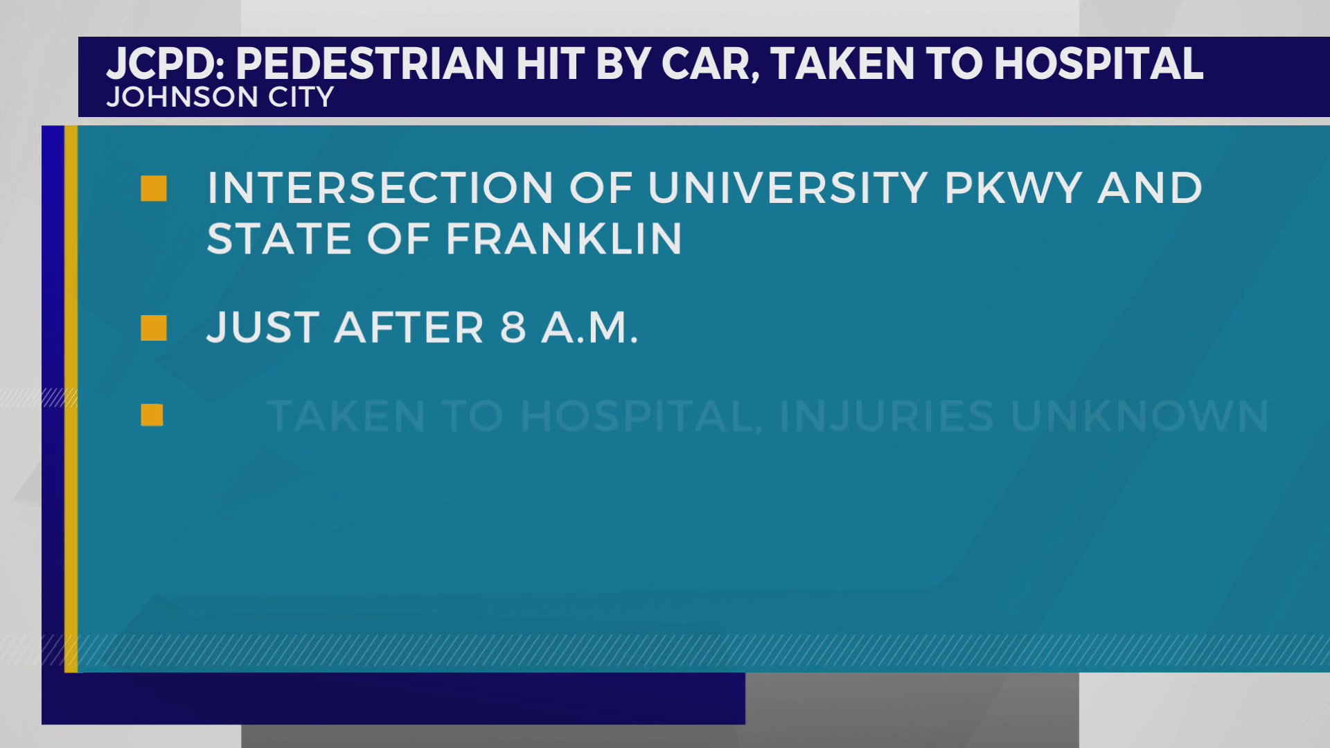 JCPD: Pedestrian taken to hospital after being hit by vehicle – WJHL ...