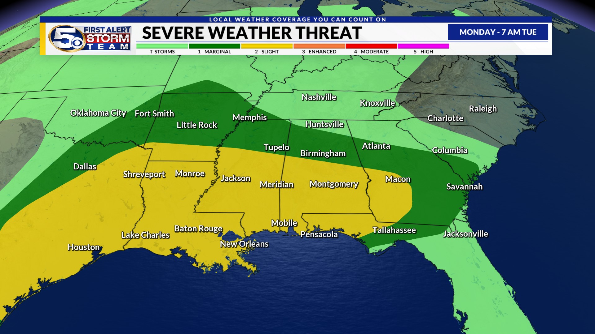 Severe Storms Possible Monday into Tuesday (4p Sun Update) – WKRG News 5