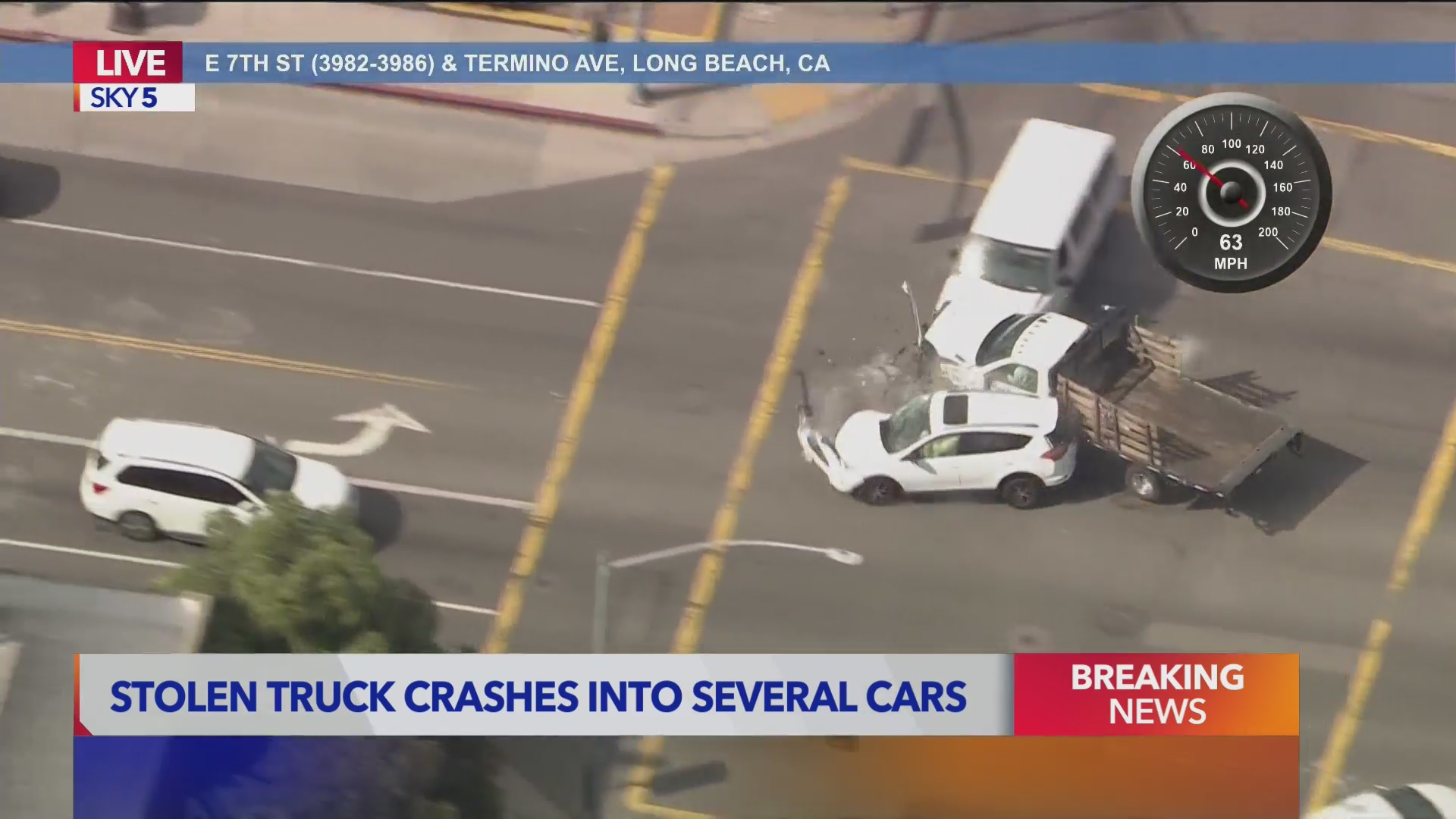 Stolen vehicle pursuit ends with destructive, multi-car crash in Long ...