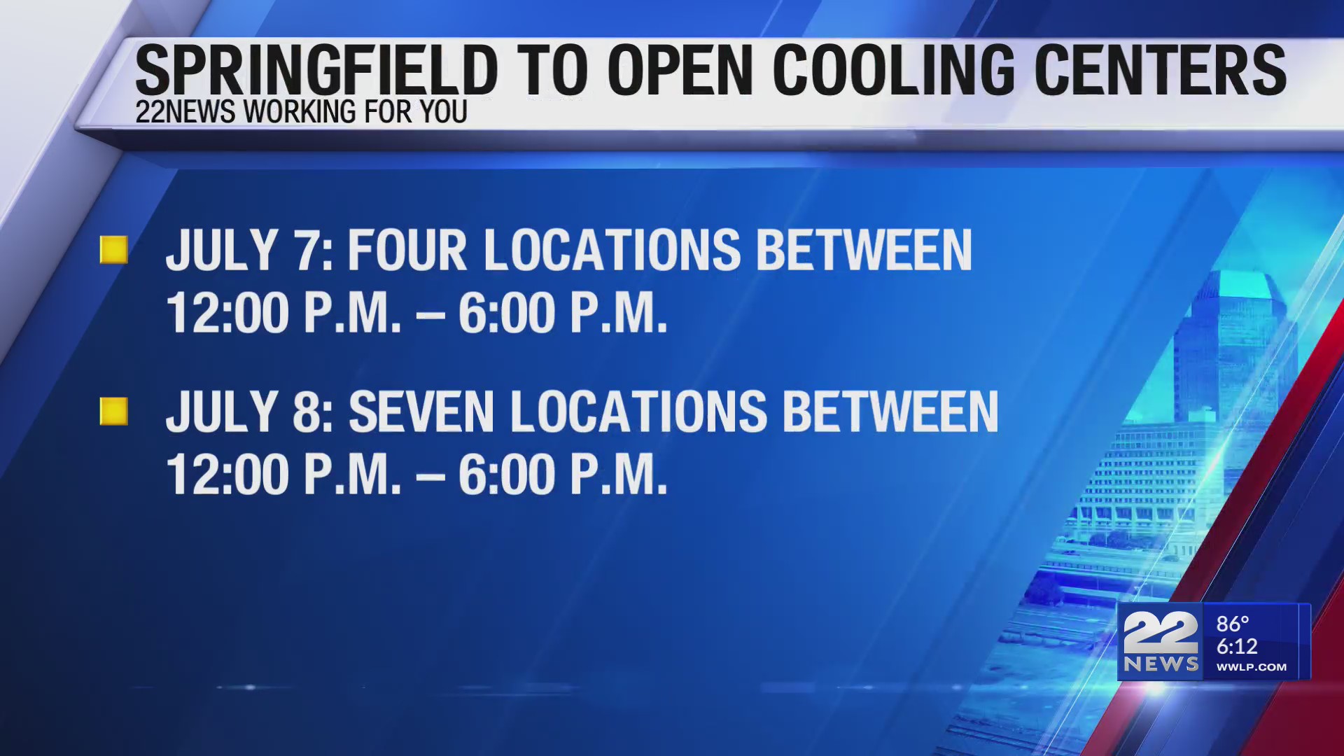 Springfield to open cooling centers Sunday and Monday – WWLP