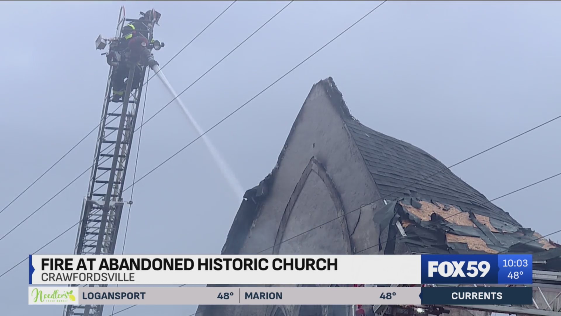 Fire crews battle fire at historic church in Crawfordsville – Fox 59