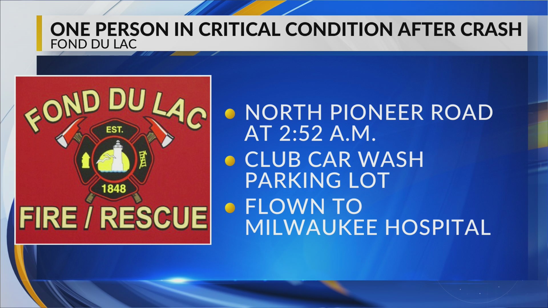 Driver in critical condition following Fond du Lac rollover crash ...