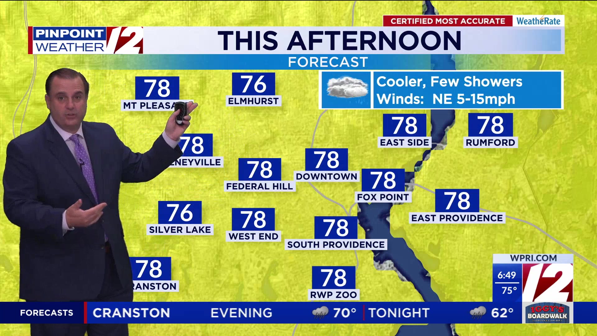 WPRI 12 Weather Forecast for 7/31/25: Cooler today with showers ...