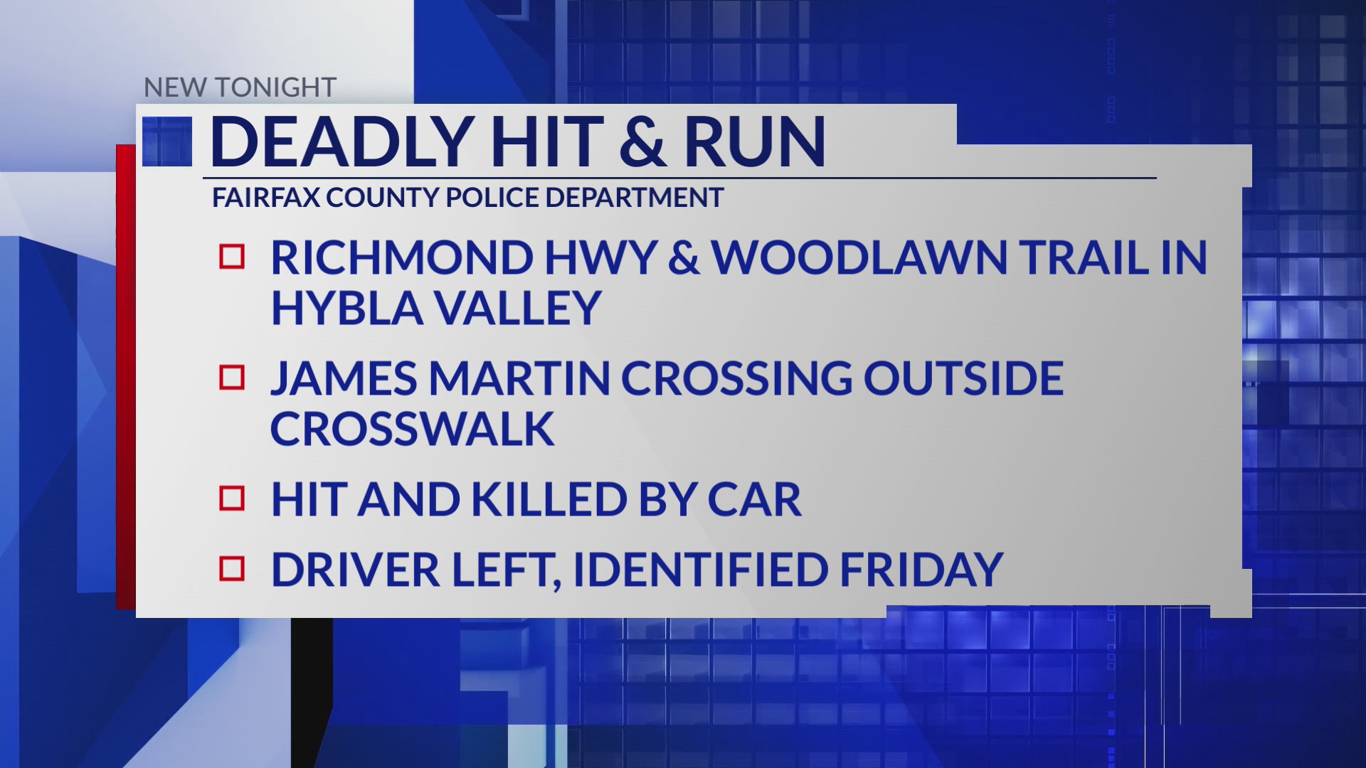 Man dies after hitandrun in Fairfax County DC News Now Washington, DC