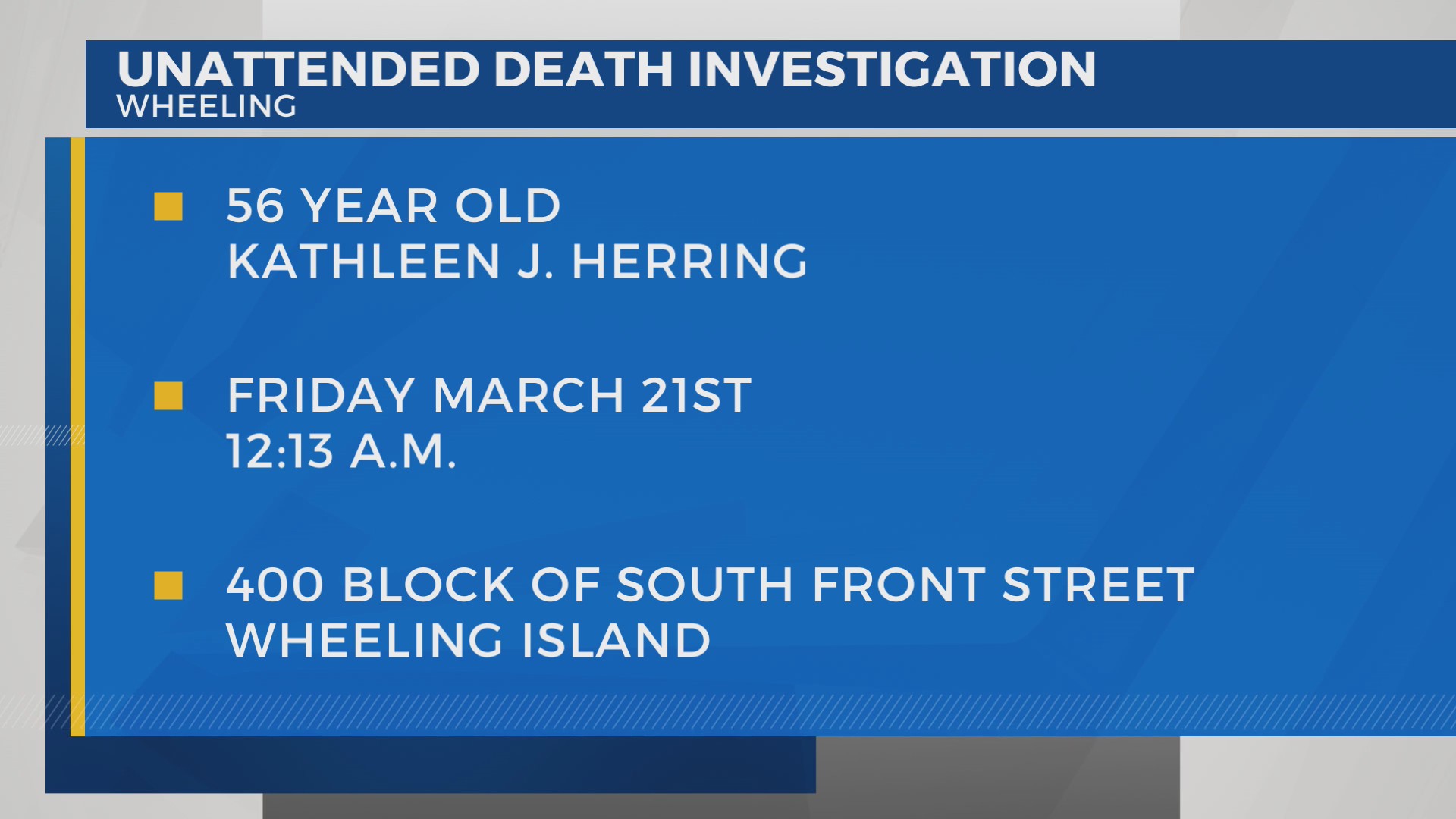 Wheeling Police investigating unattended death on Wheeling Island – WTRF