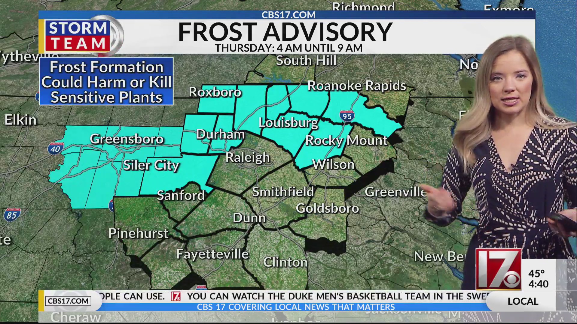 Frost Advisory issued Thursday for central NC: NWS – CBS17.com