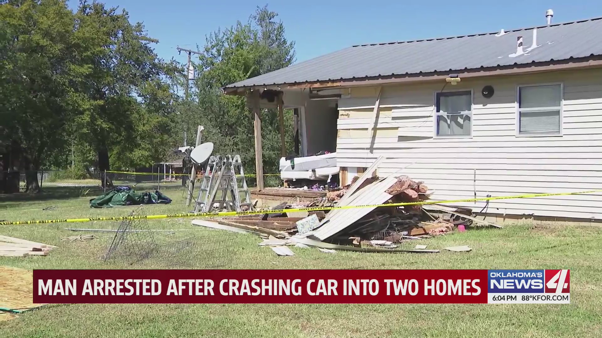 Man arrested after crashing car into two homes – KFOR.com Oklahoma City