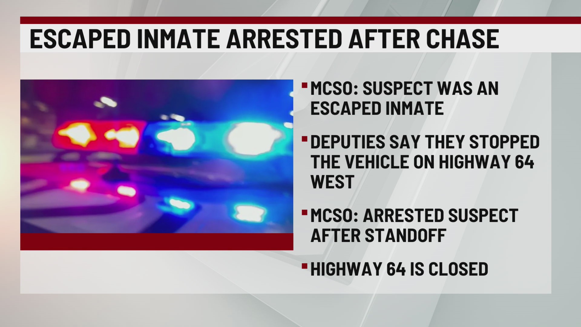 Escaped inmate leads law enforcement on multi-county vehicle chase in ...