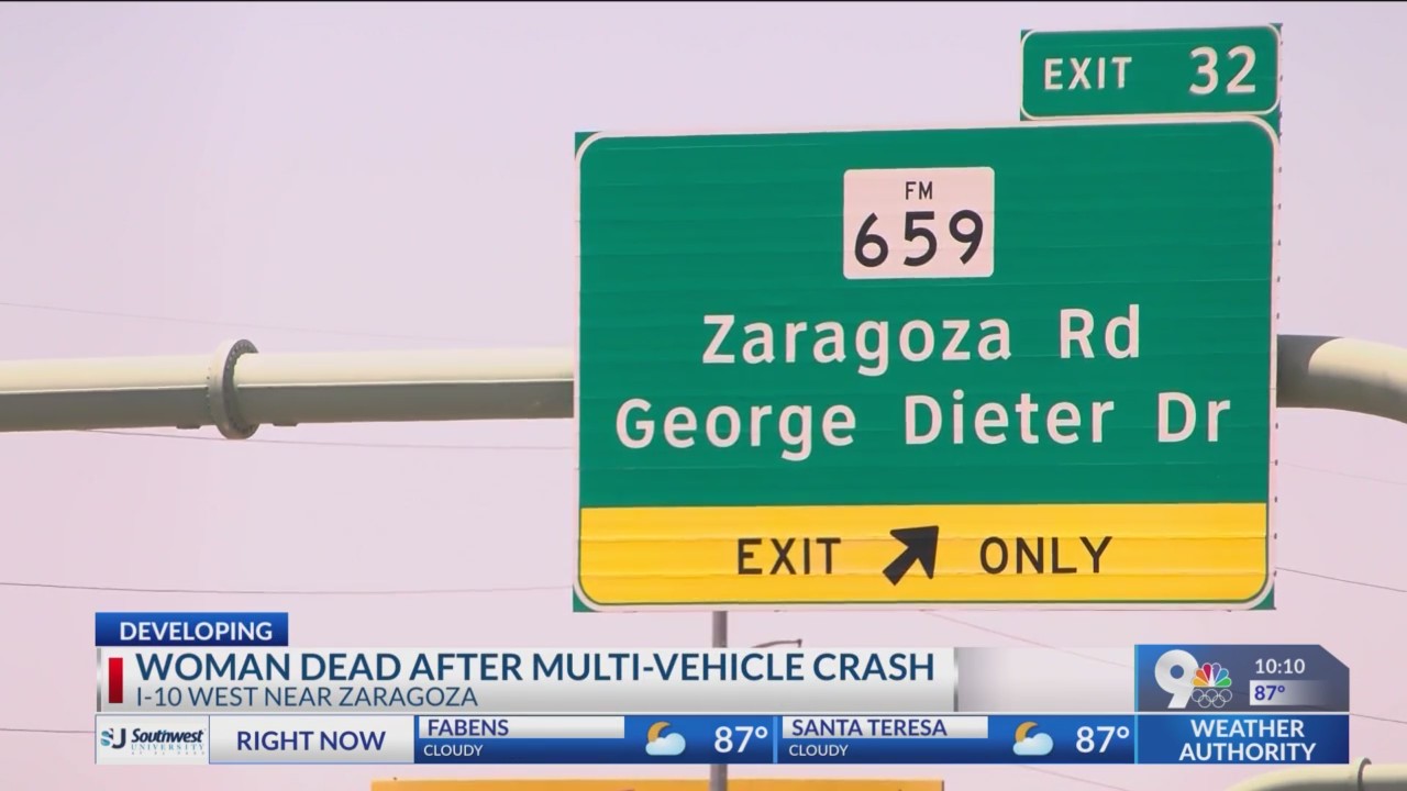Woman dead after multi-vehicle crash at I-10 West near Zaragoza – KTSM ...