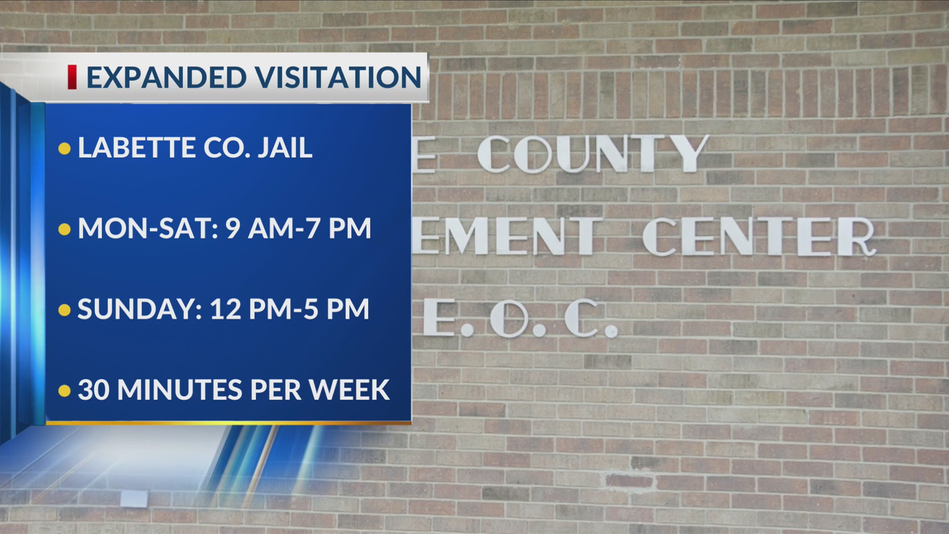 Expanded Visitation in the Labette Co. Jail – KSNF/KODE ...