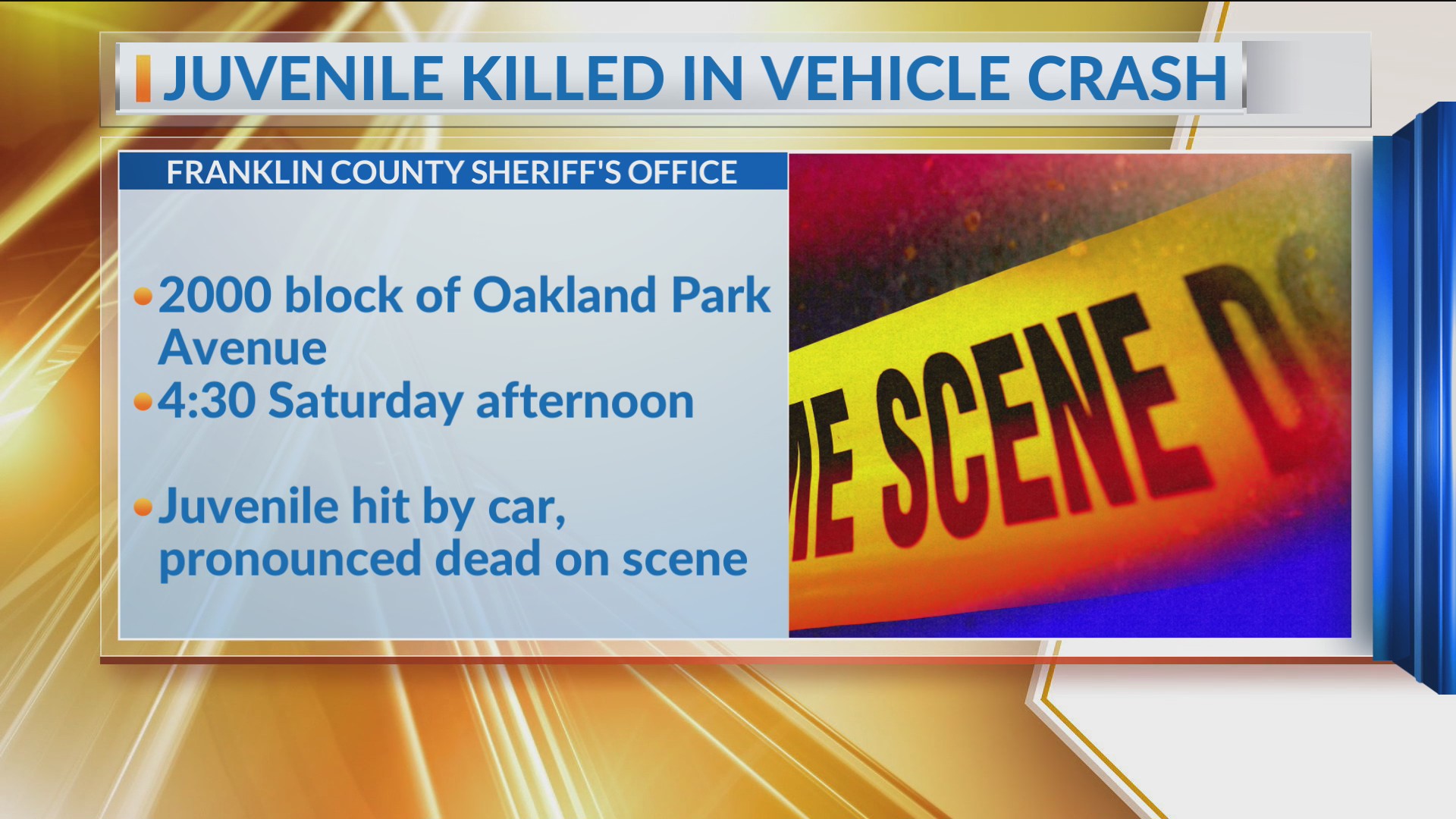 Juvenile killed in north Columbus after being hit by vehicle – NBC4 WCMH-TV