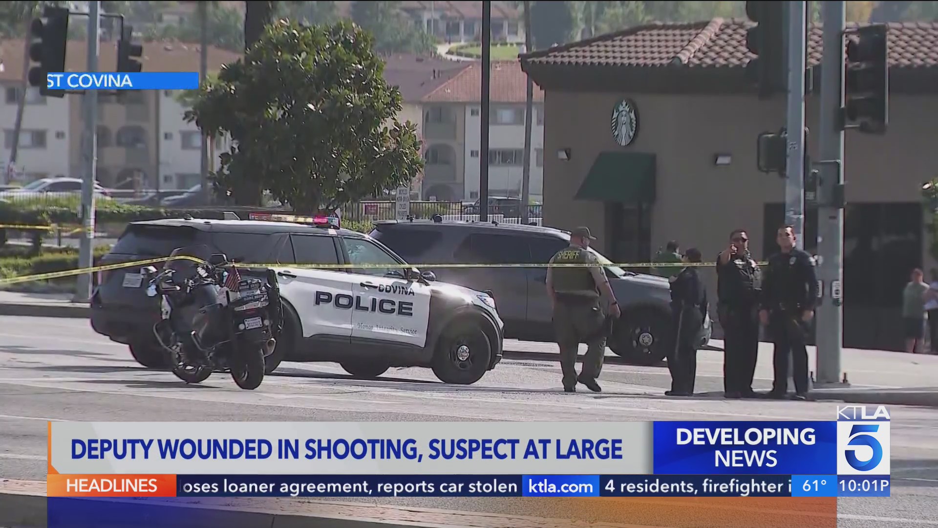 Deputy wounded in senseless shooting, suspect at large – KTLA