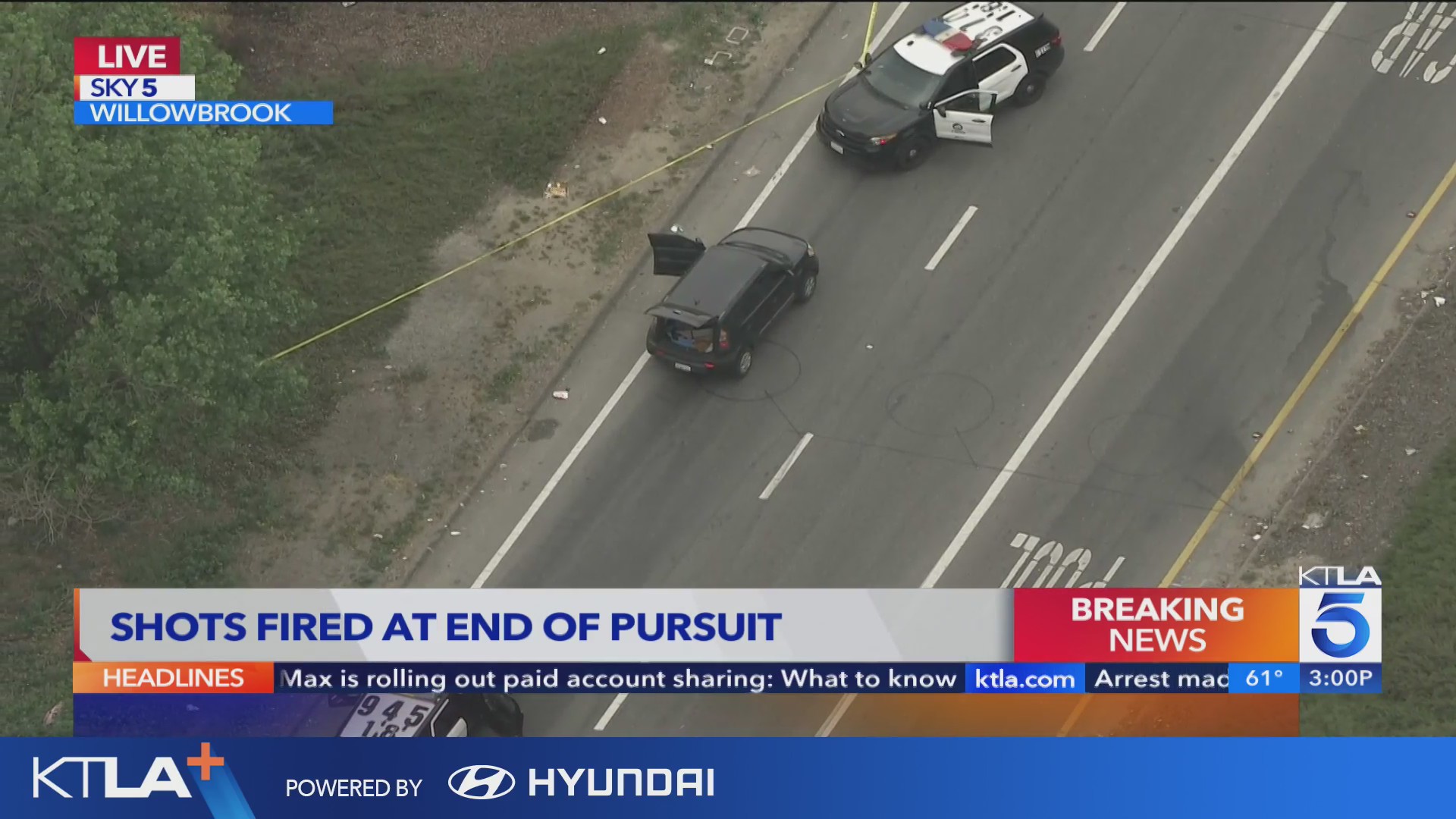 Pursuit ends with gunfire in Willowbrook – KTLA