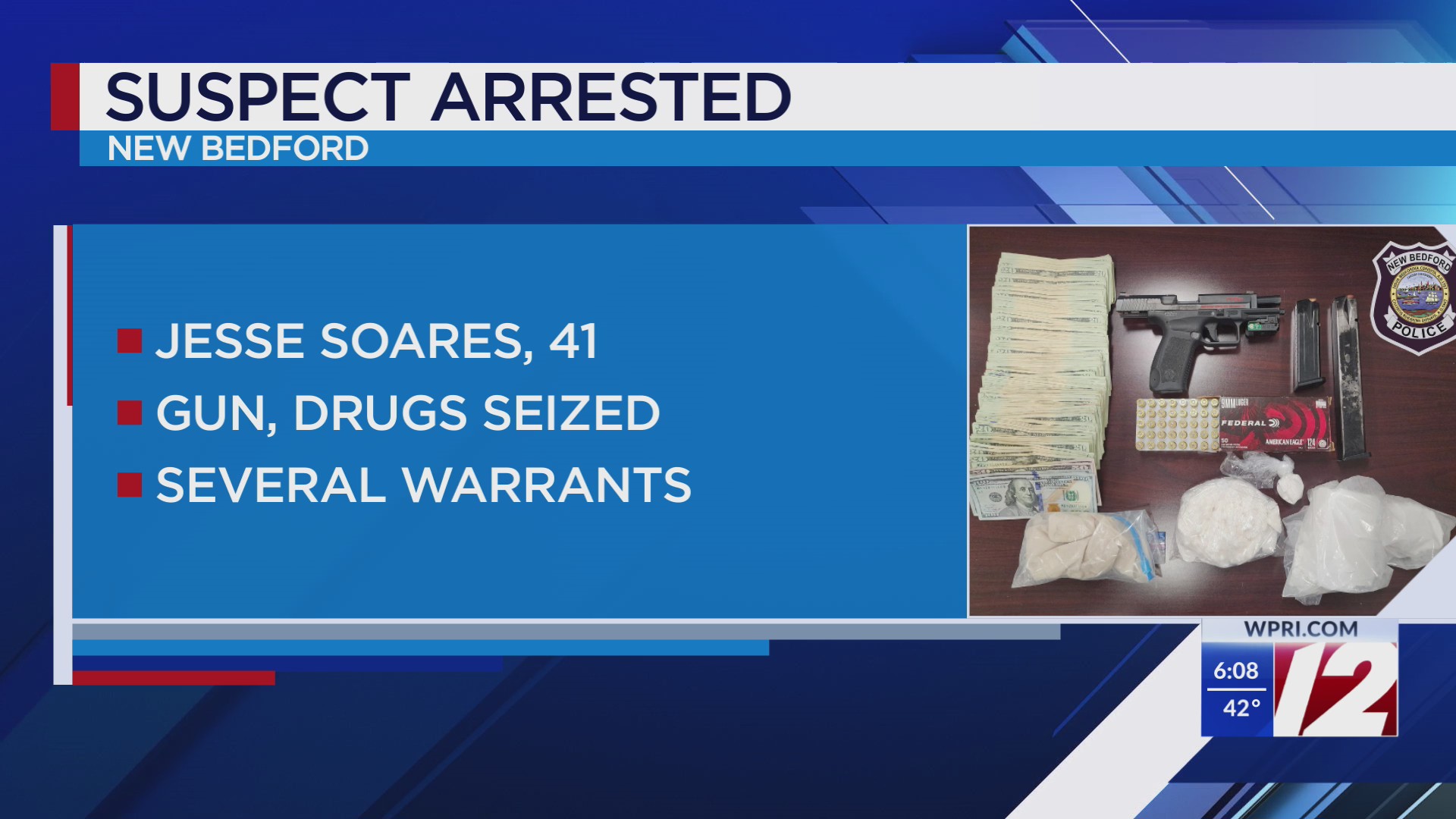New Bedford police arrest wanted man, seize gun, drugs – WPRI.com