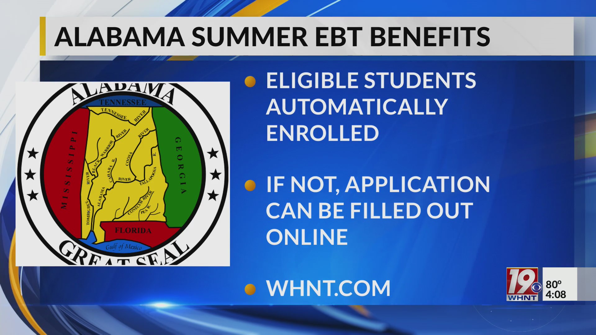 Alabama Summer EBT Benefits May 22, 2025 News 19 at 4 p.m.