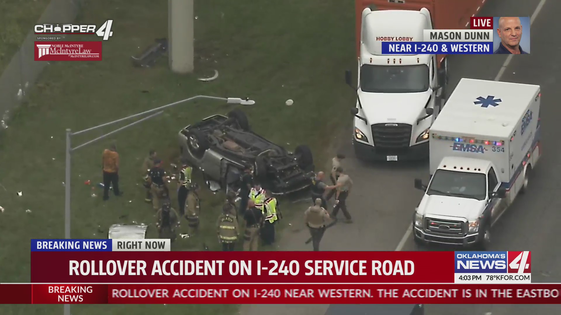 Rollover accident on I-240 Service Road – KFOR.com Oklahoma City