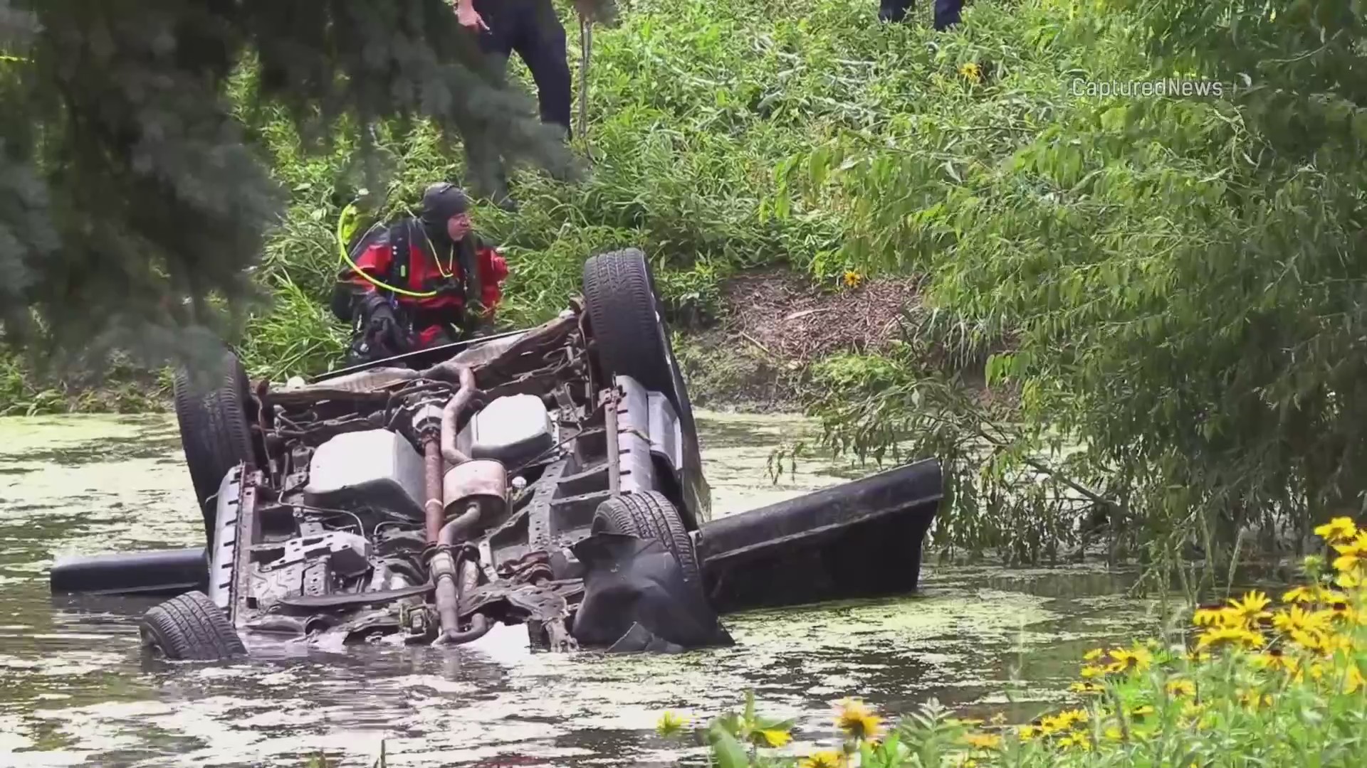 Man dead after vehicle lands upside down in pond – WGN-TV