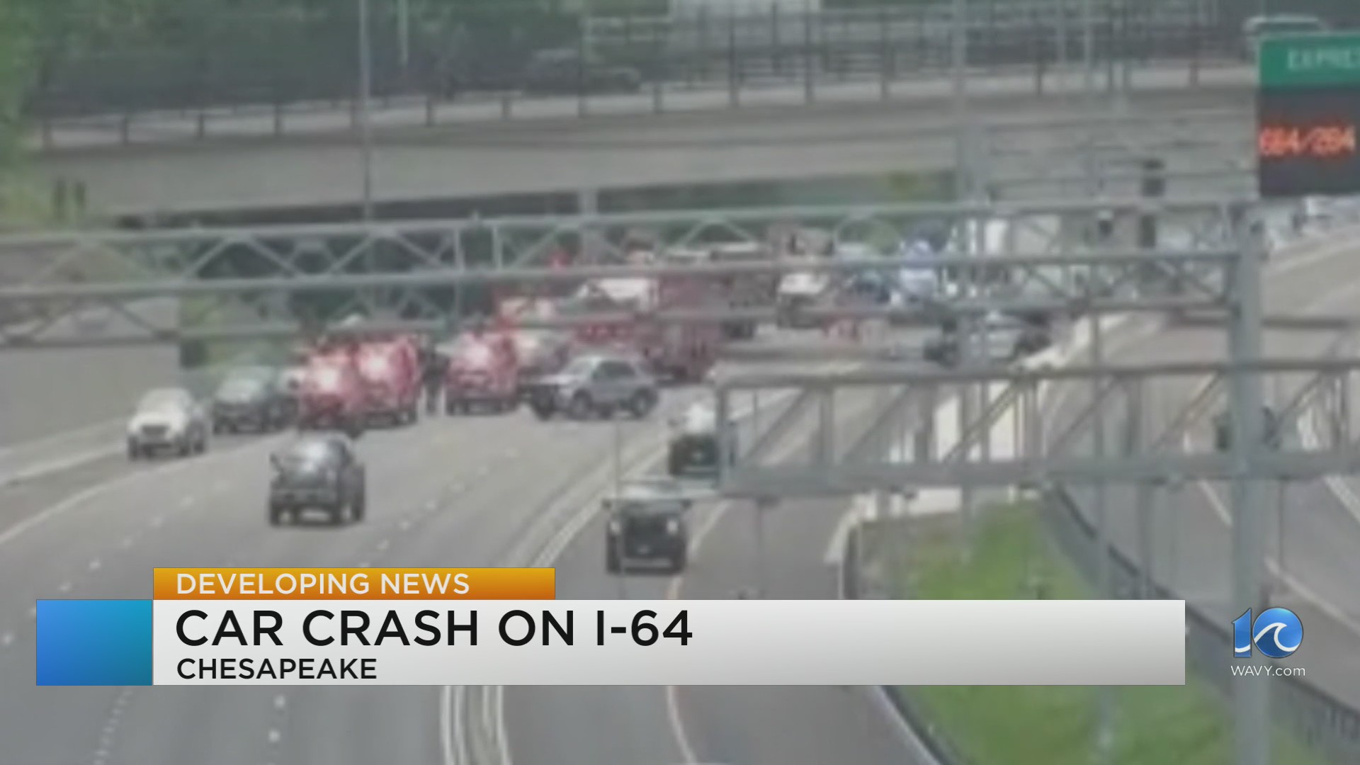 Three-vehicle crash on I-64 West at Great Bridge Road causes major ...