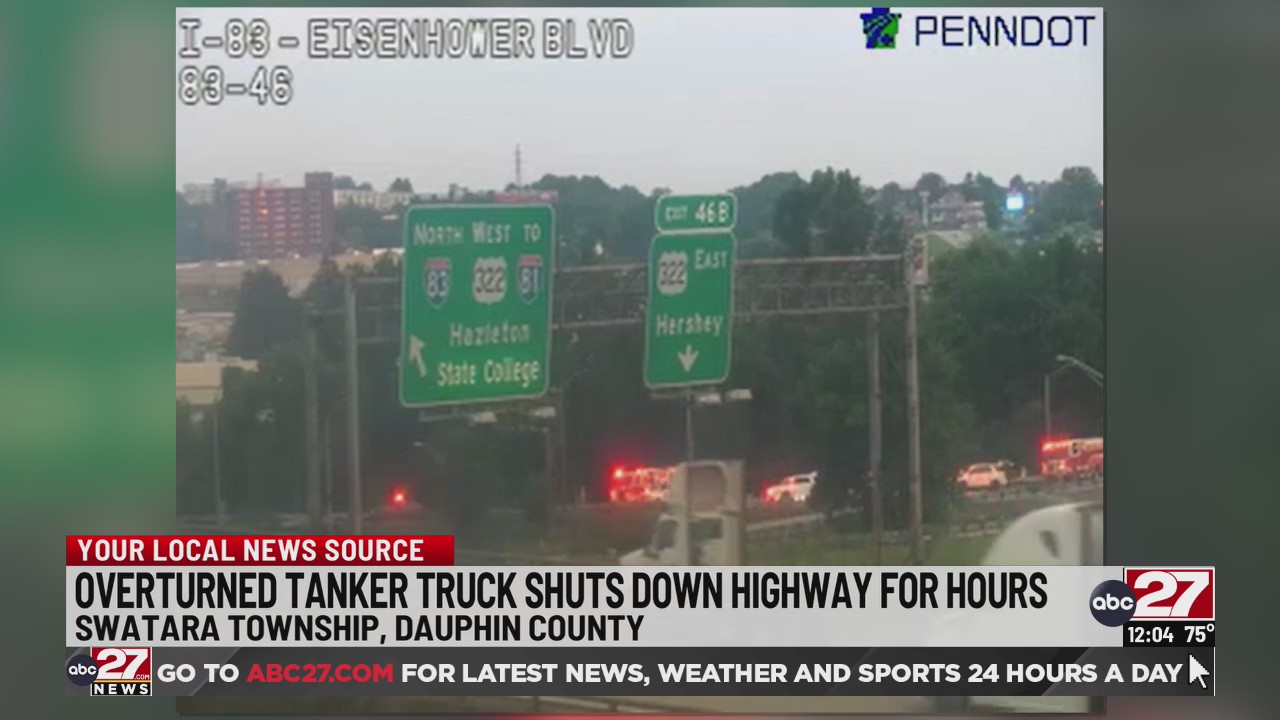 Overturned tanker truck shuts down I-283 overnight – ABC27