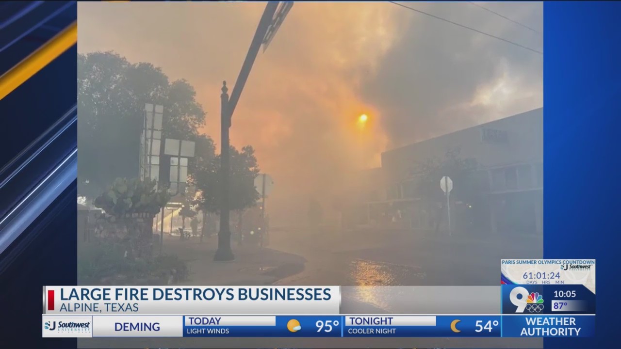 Fire destroys businesses, closes road in Alpine – KTSM 9 News