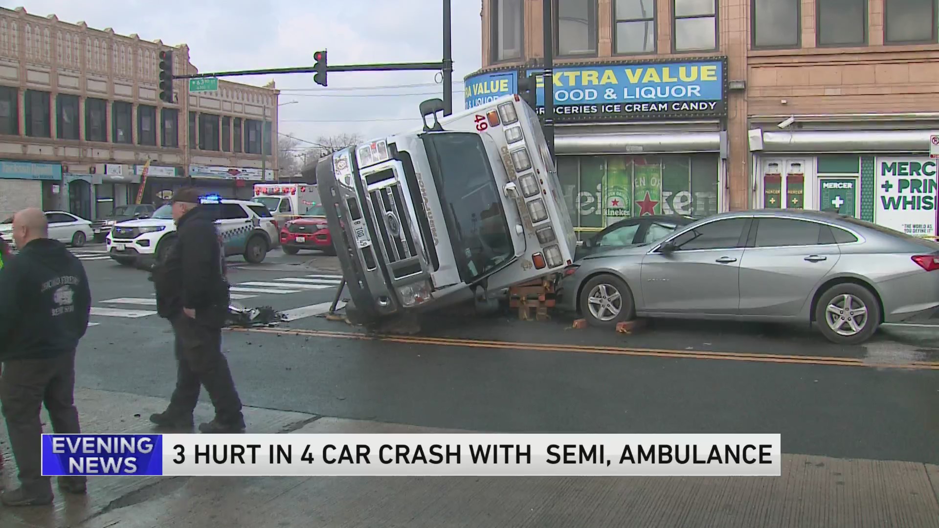 3 injured in rollover crash involving ambulance on Southwest Side – WGN-TV