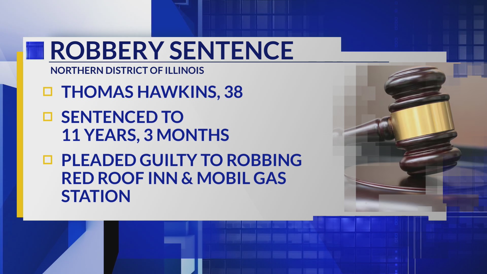 Man sentenced to 11 years in federal prison for Red Roof Inn, Mobil ...