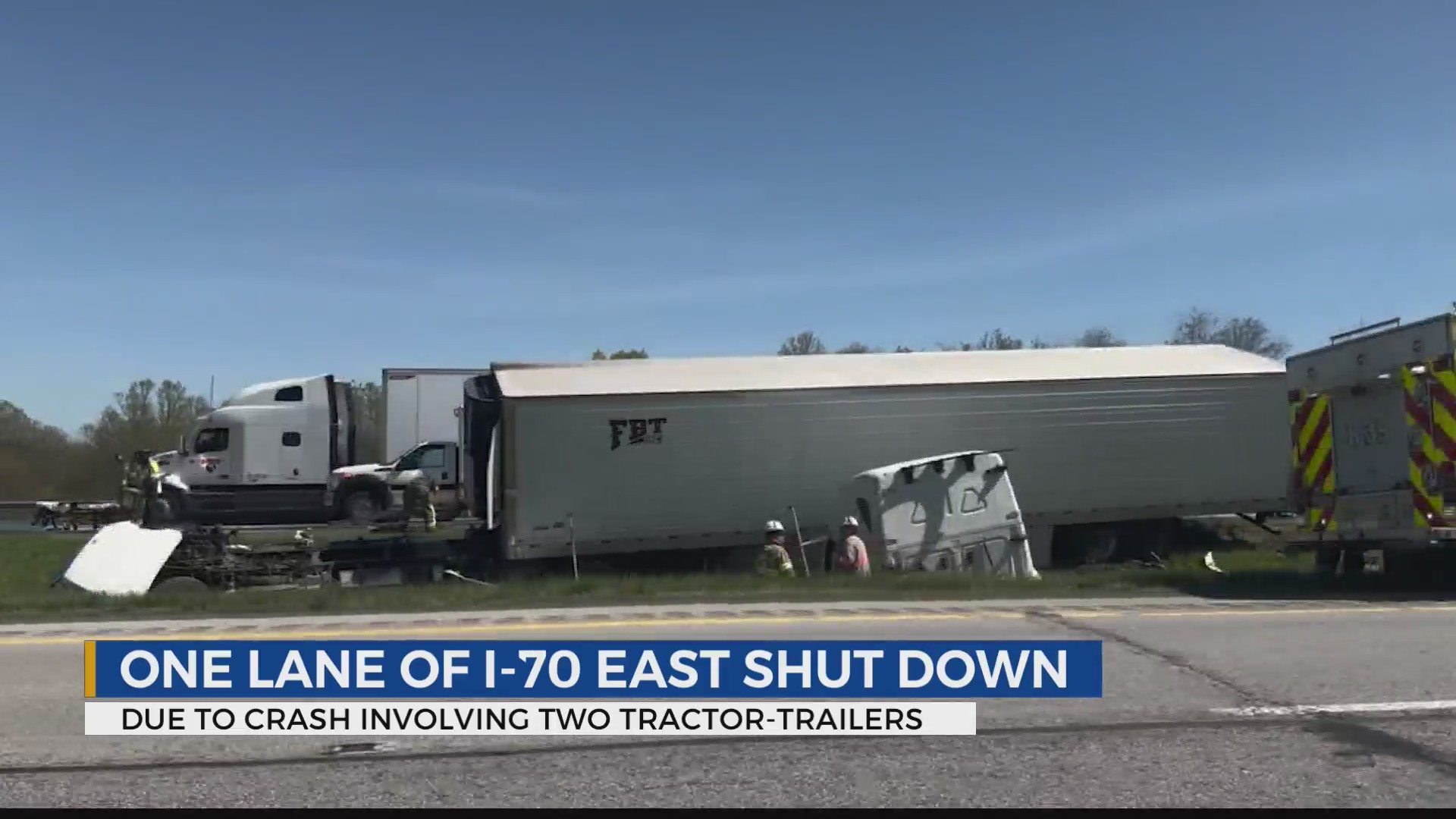 Crash involving two tractor-trailers shuts down one lane of I-70 ...