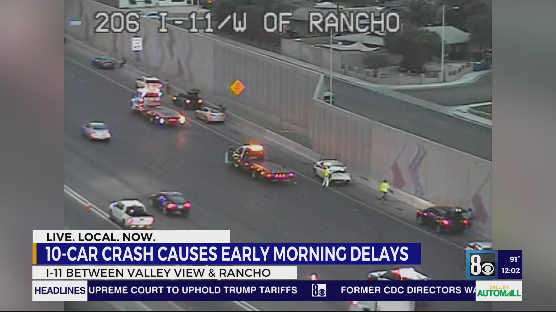 10-car crash causes early morning freeway delays – KLAS
