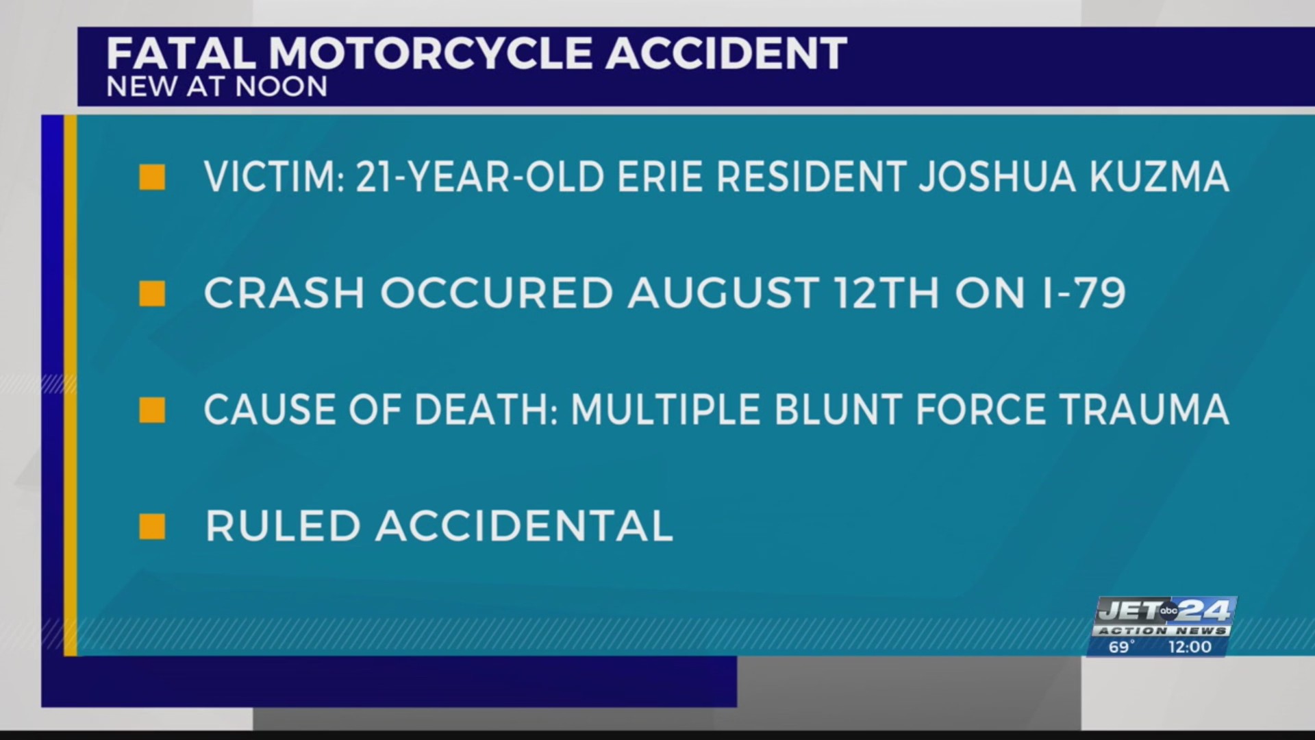 Man in ICU following I-79 motorcycle crash dies, Erie Co. Coroner ...