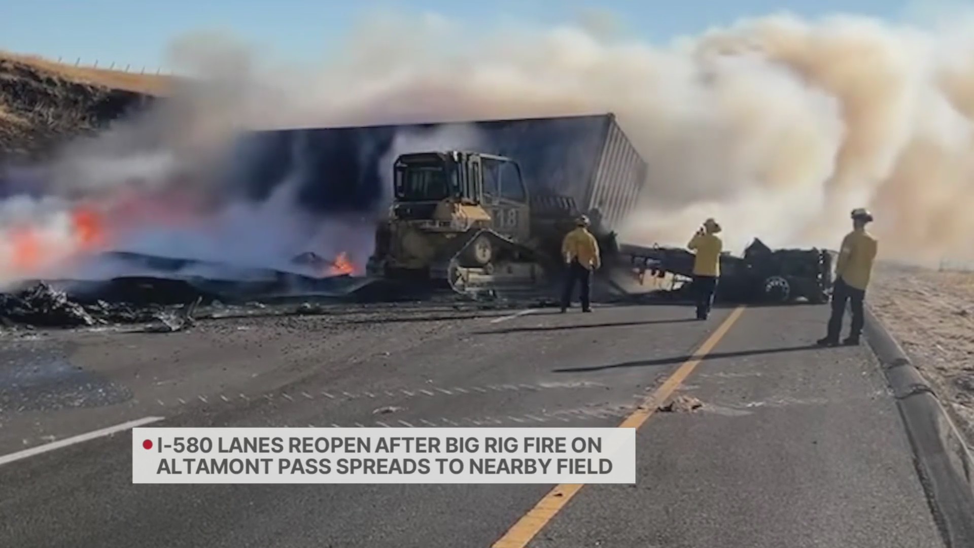 Big rig fire on Altamont Pass spreads to nearby field Friday – KRON4