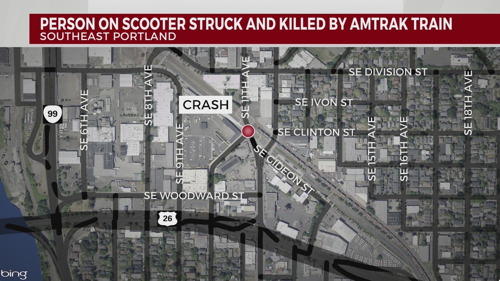 Scooter rider dies after crash with Amtrak train in SE Portland – KOIN.com