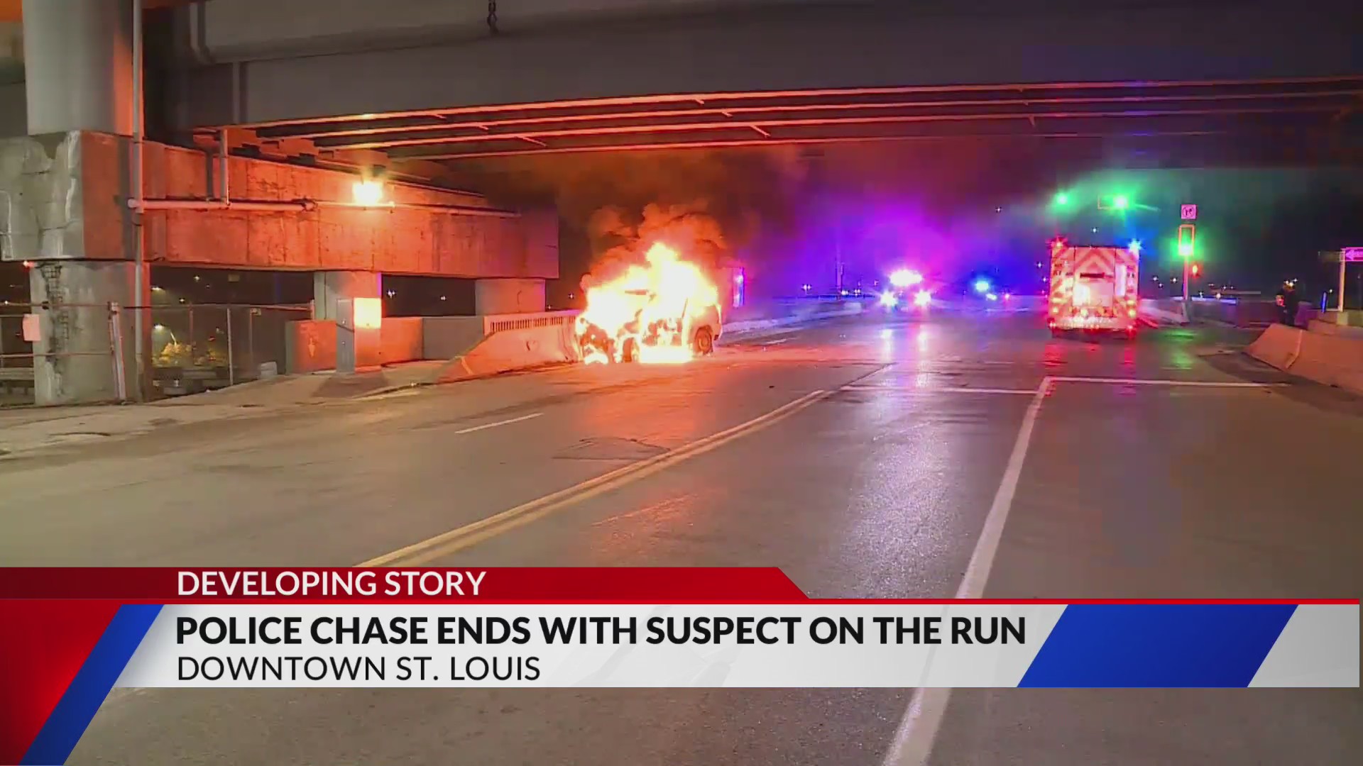 Police chase ends in fiery crash in downtown St. Louis, suspect flees ...
