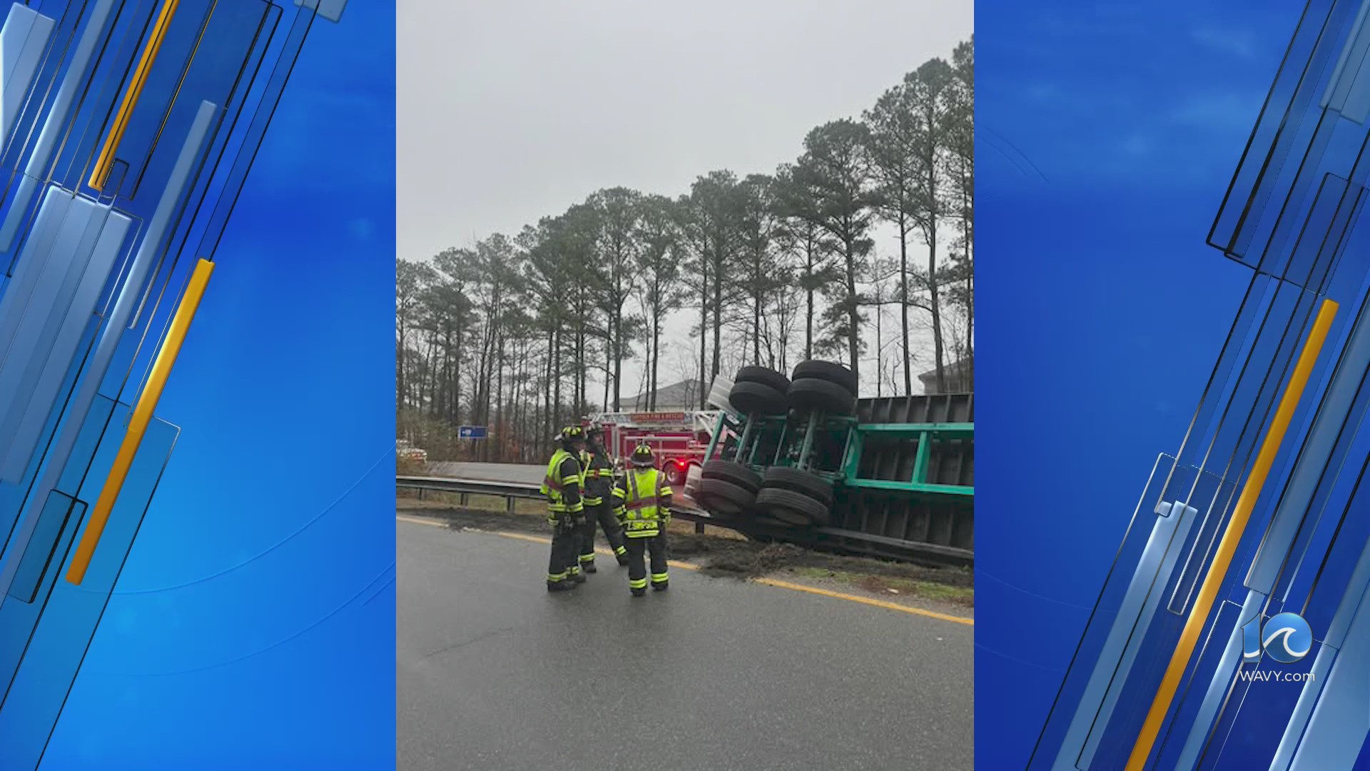 Tractor-trailer overturns on Route 58 in Suffolk – WAVY.com