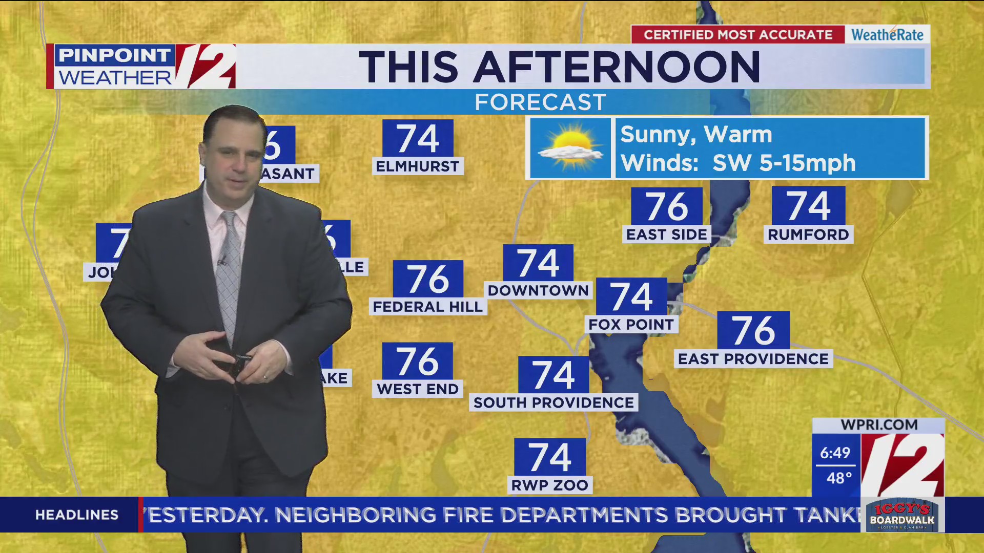 WPRI 12 Weather Forecast for 4/22/25: Sunny and warm this afternoon ...