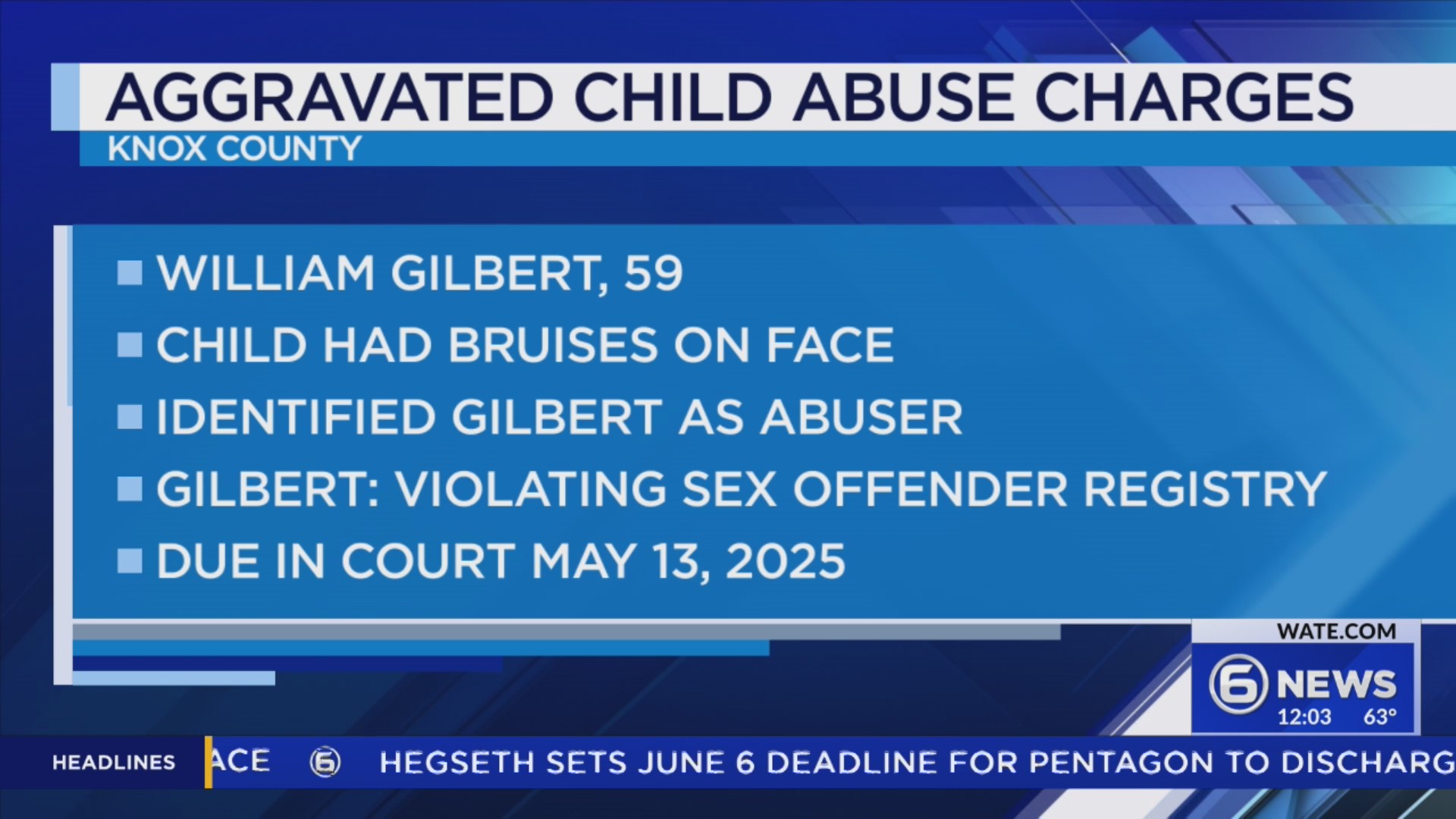 Sex offender charged with aggravated child abuse – WATE 6 On Your Side