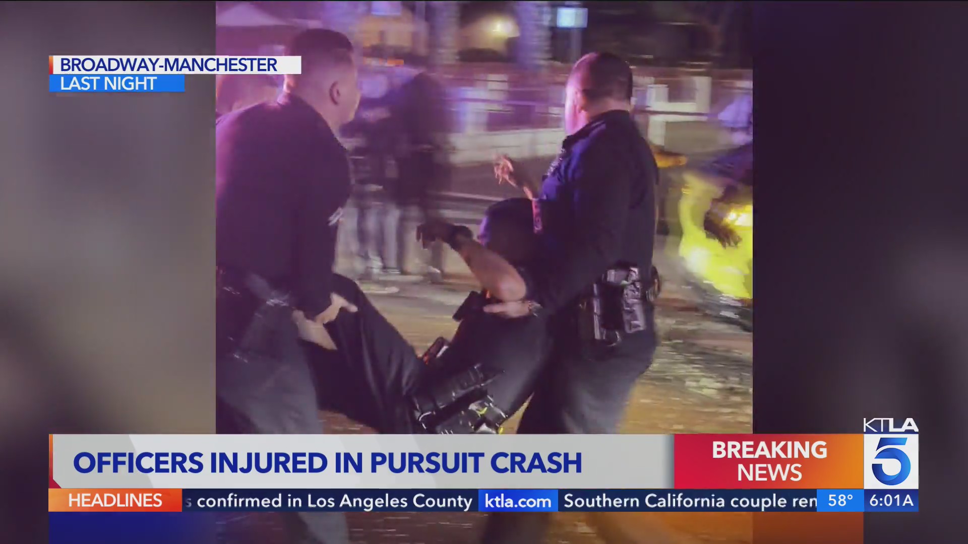 LAPD officers injured in pursuit crash – KTLA