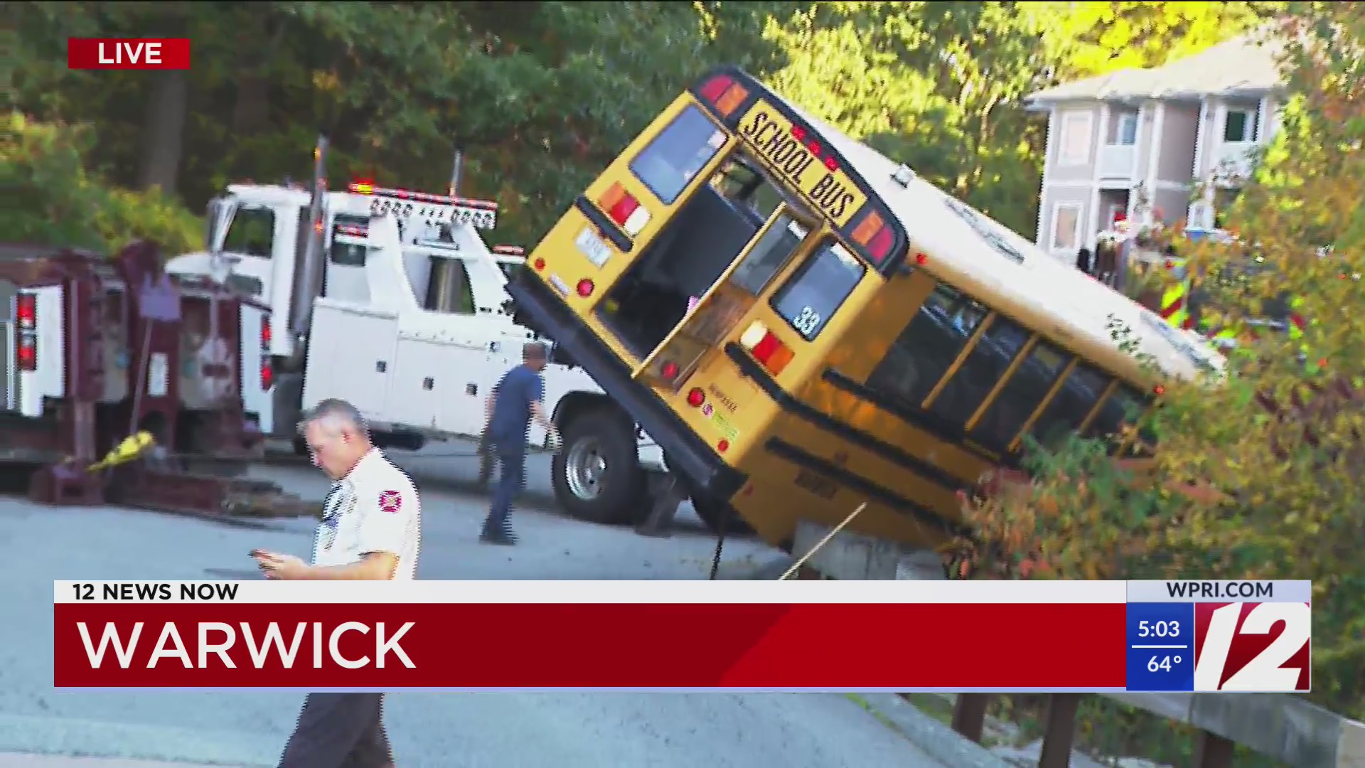 School bus crashes into ditch in Warwick – WPRI.com