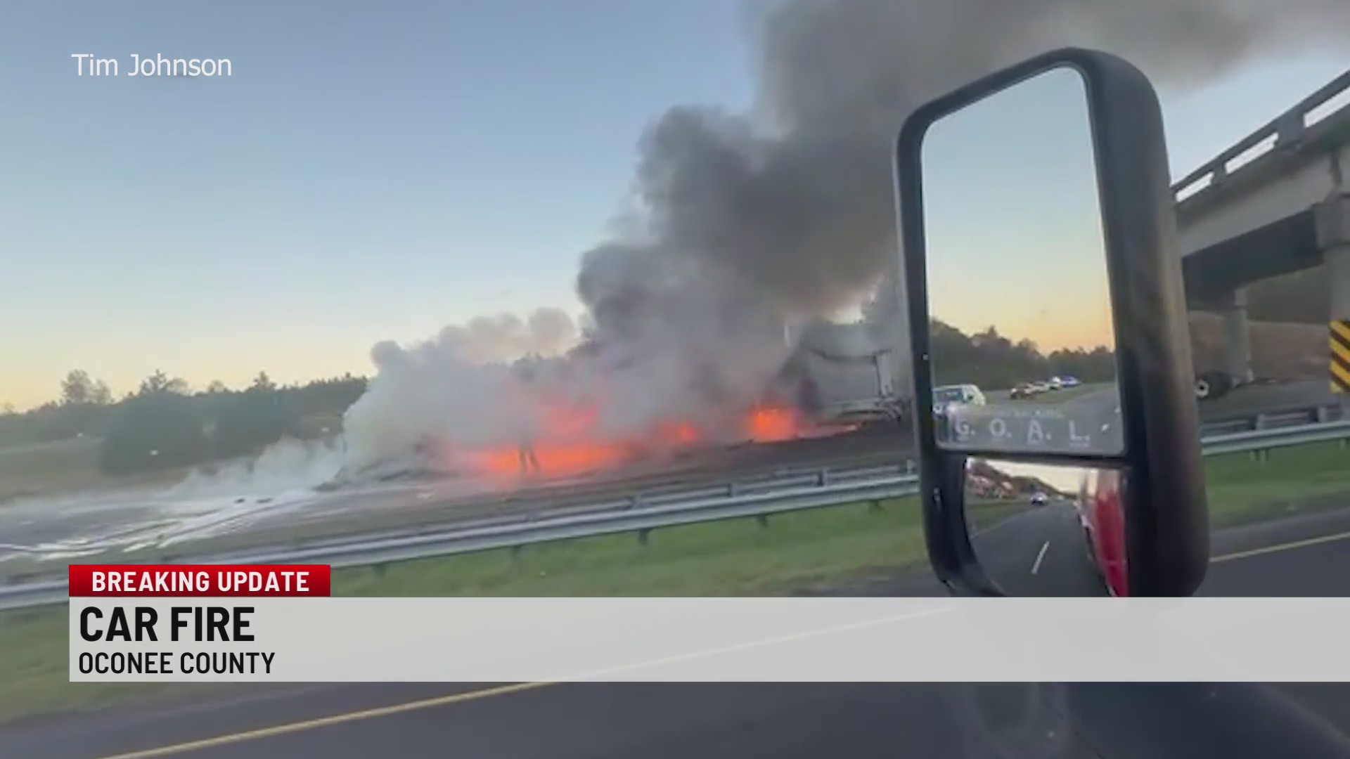 VIDEO: 18-wheeler catches fire on I-85 in Oconee Co. – WSPA 7NEWS